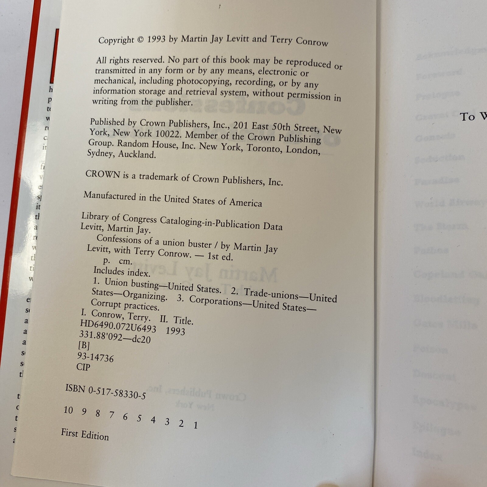 Confessions of a Union Buster by Martin J. Levitt and Terry C. Toczynski…
