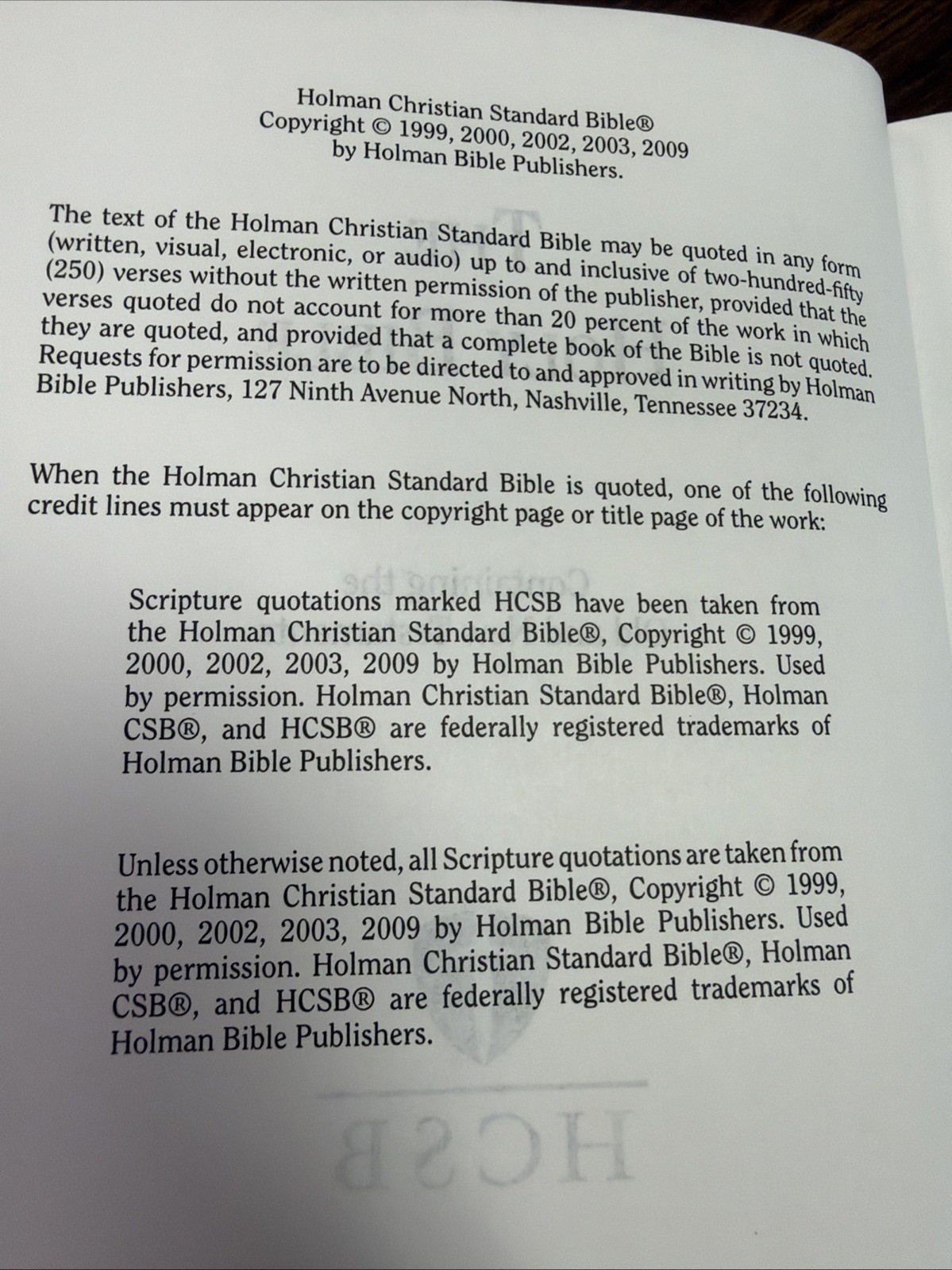 Holy Bible HCSB | Holman Christian Standard Pew Bible | 9781433601743 | 2009 HC
