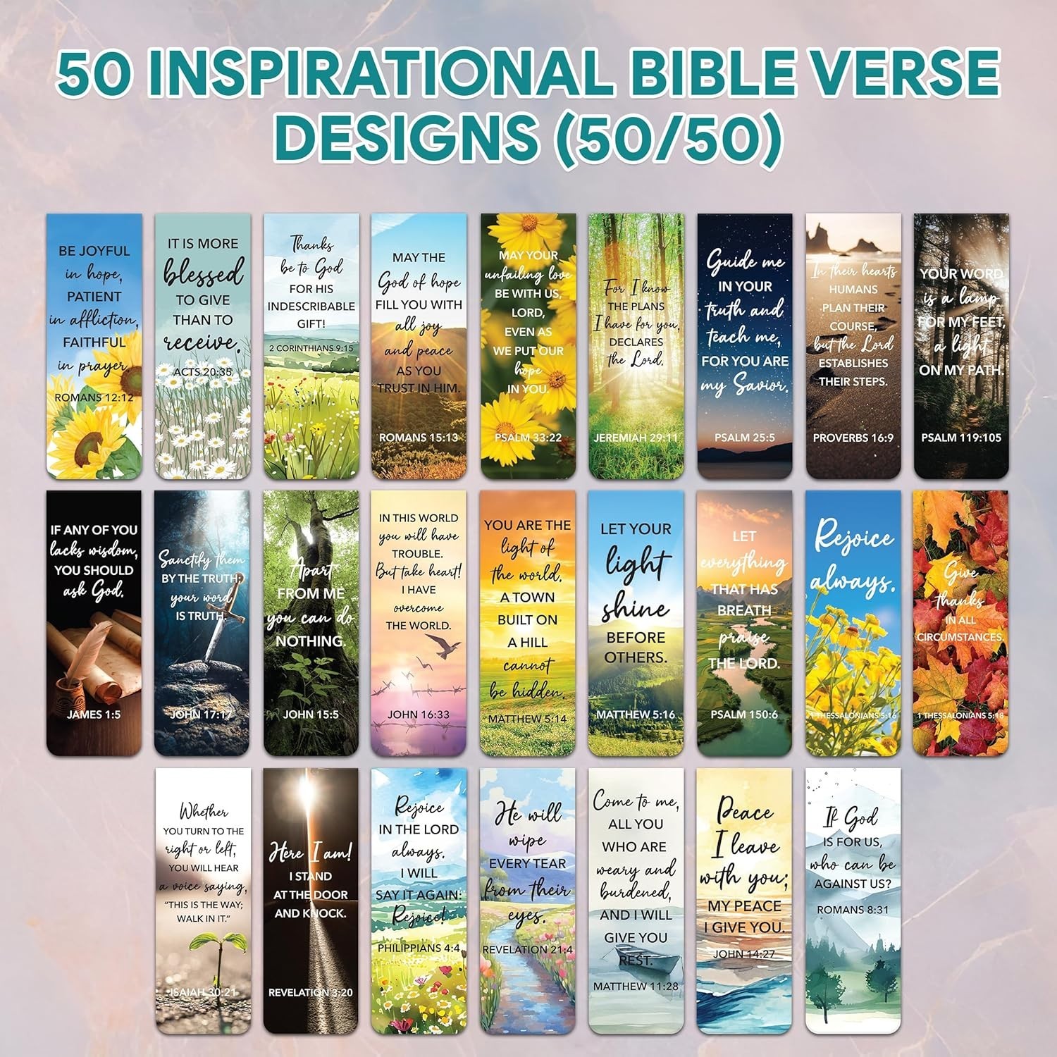Decorably 50 Pack 0.8×2.3in Bible Religious Magnetic Bookmarks, Unique Motivatio