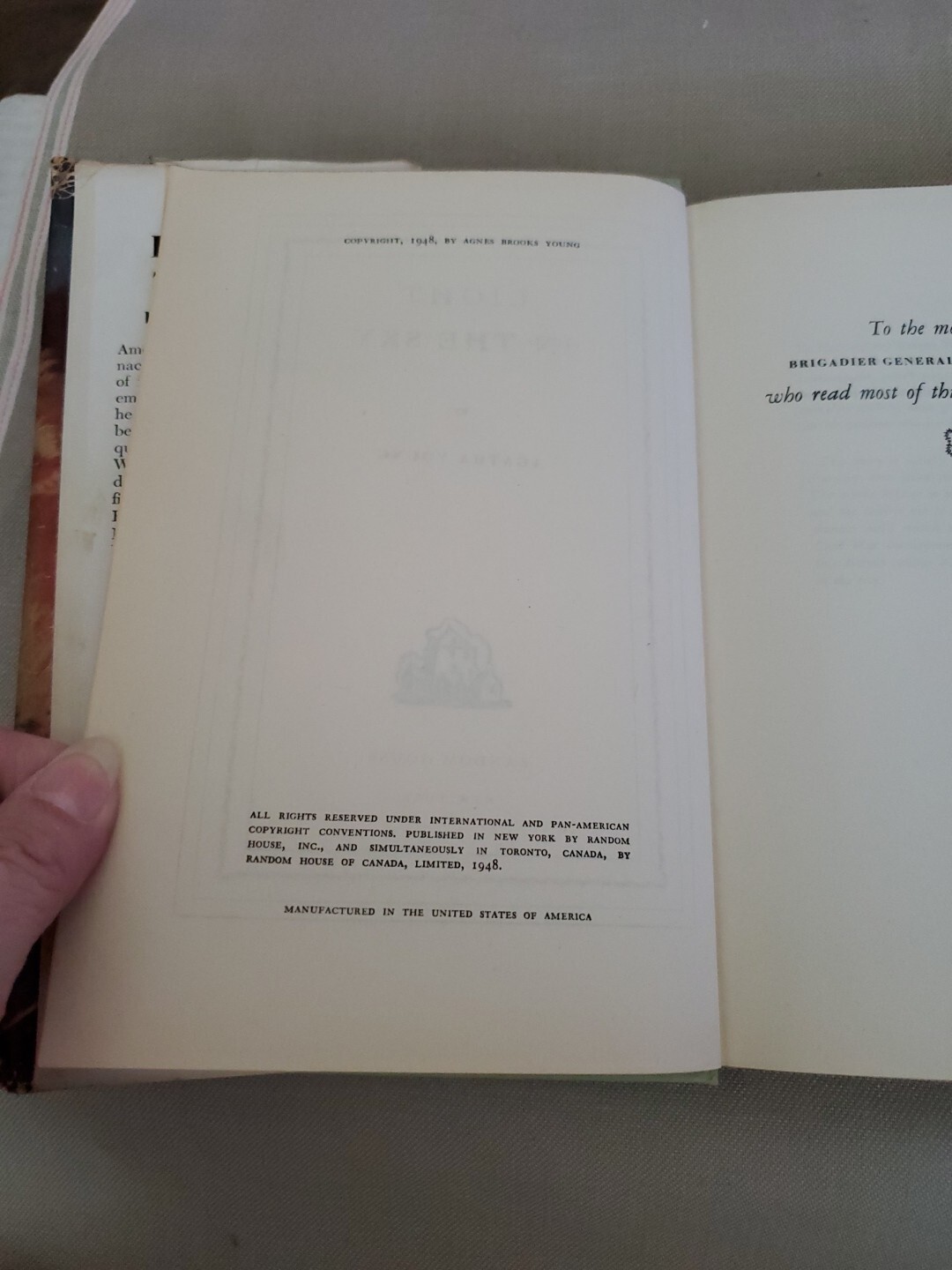 Light in the Sky by Agatha Young 1948 Edition HC Book