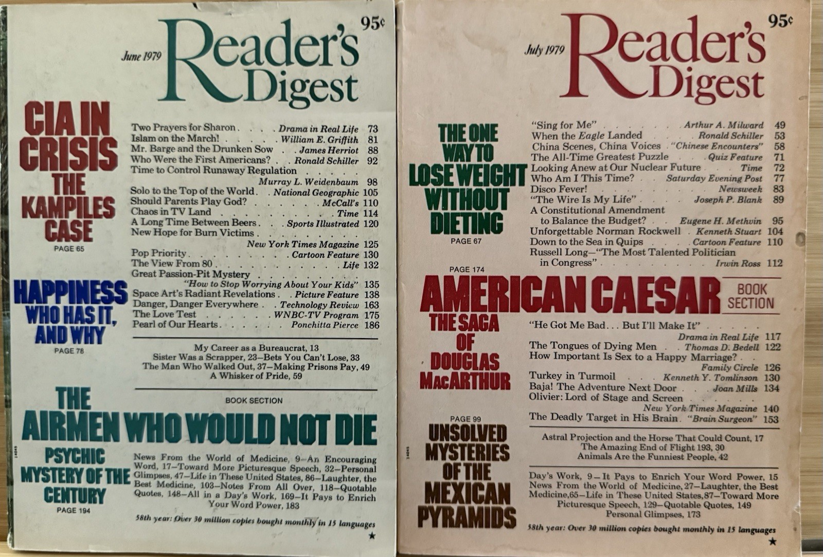 1979 June July READER’S DIGEST MAGAZINE Vintage Ageless Fun Retro Short Stories