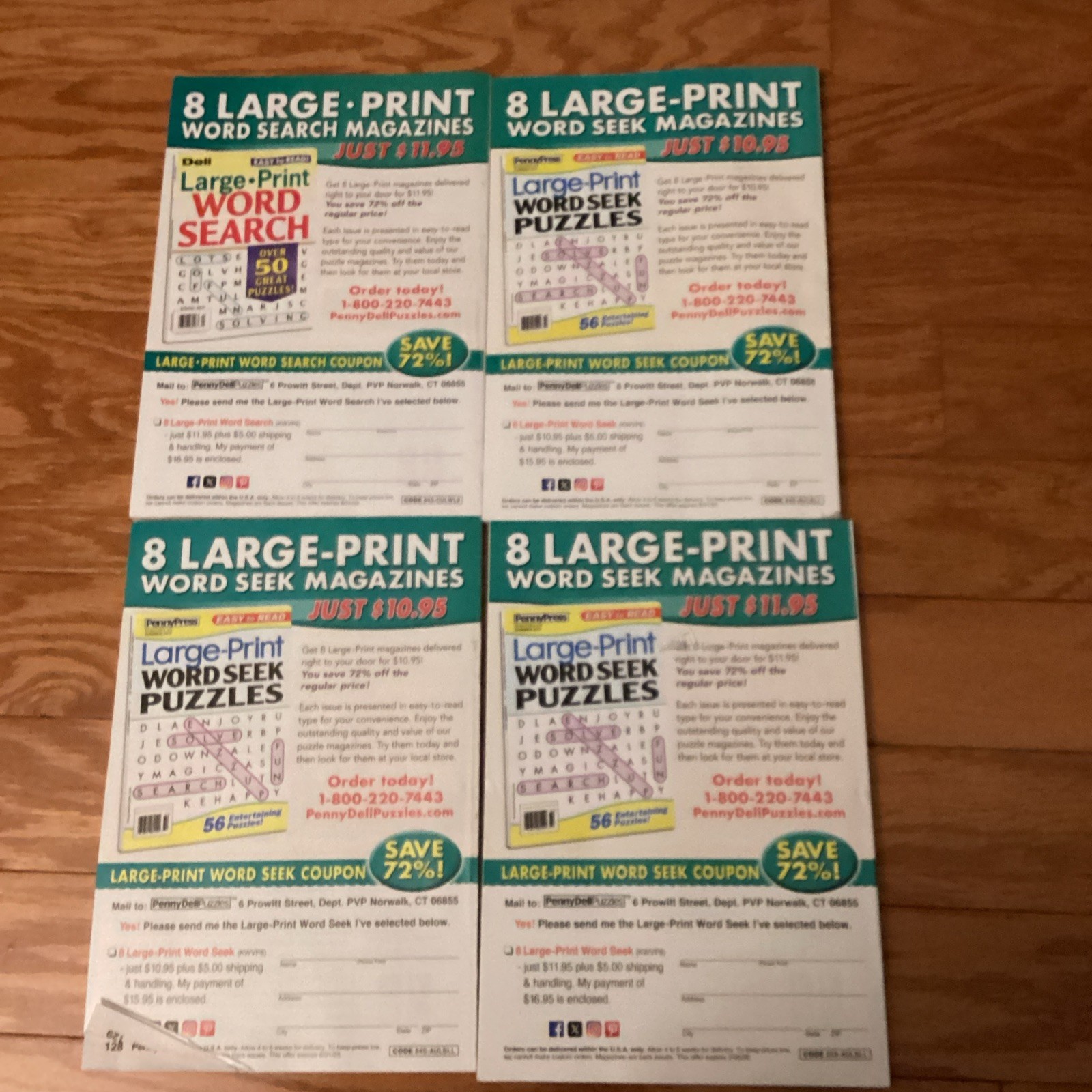 Large Print Word Search Puzzles Lot Of 4