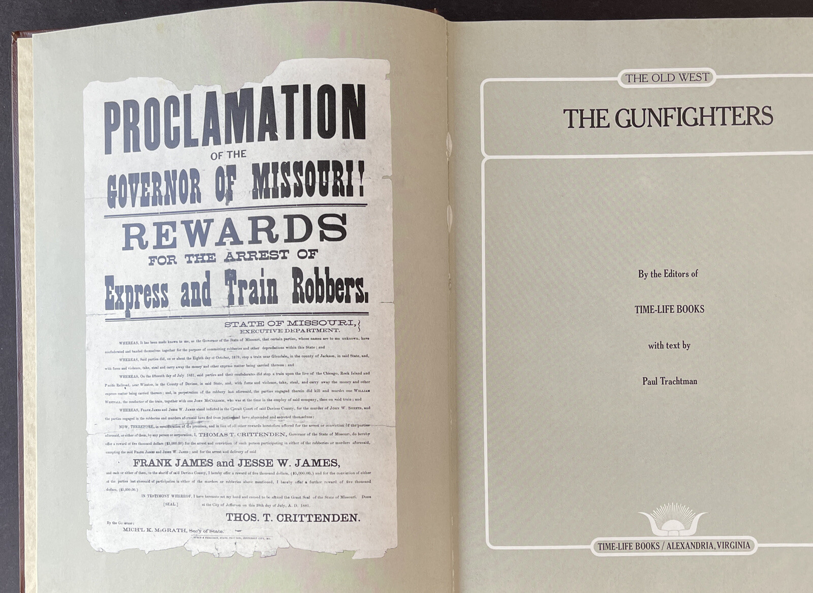 1974 The Old West “The Gunfighters” Time Life Books Hardcover Leatherette Book