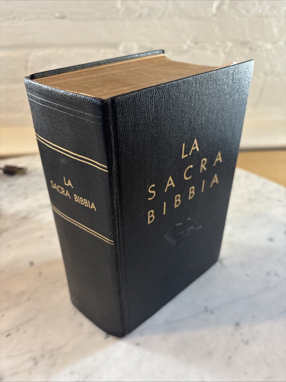 Vtg La Sacra Bibbia 1944 Italian Gilt Edges New & Old Testament Hard Cover