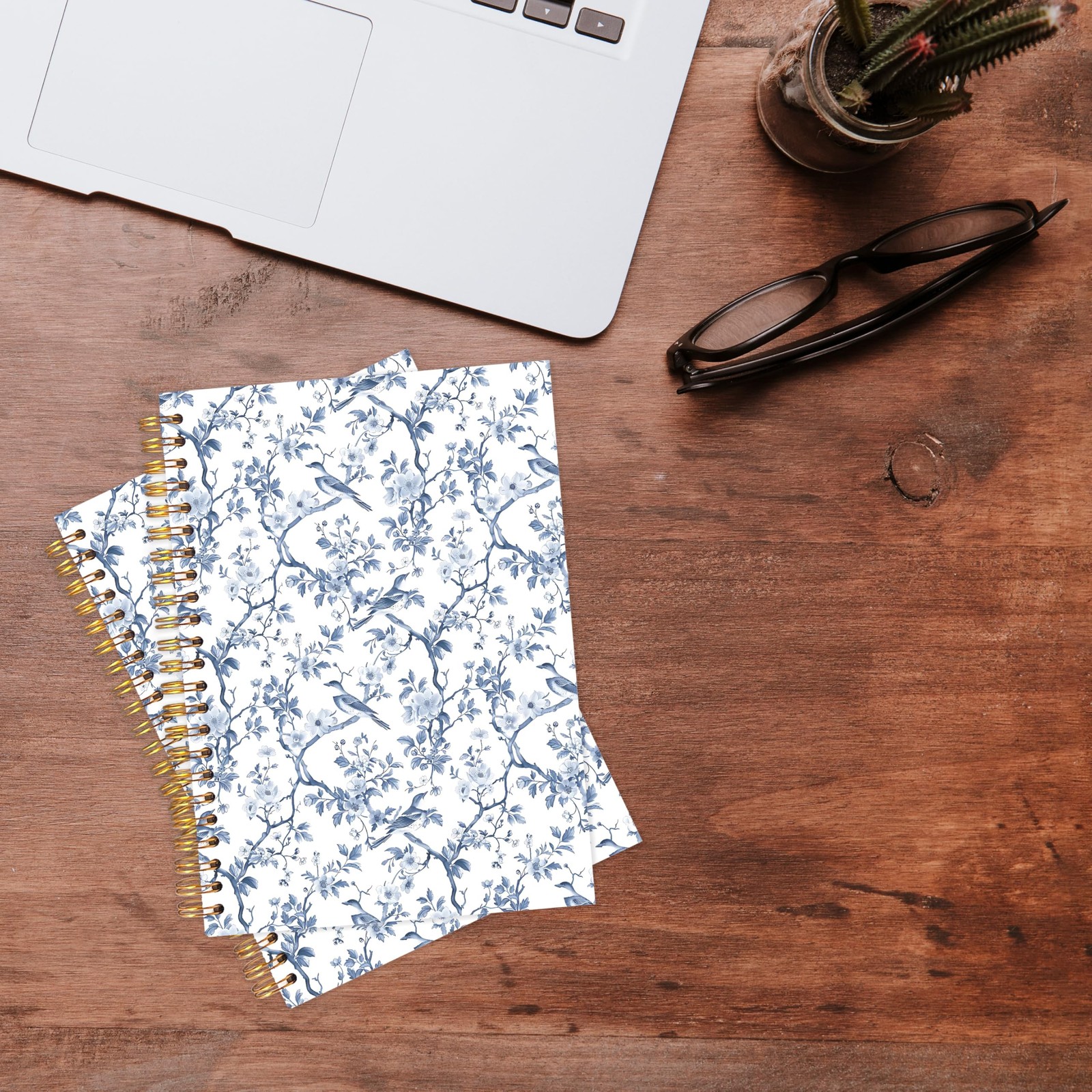 Spiral Notebook Chinoiserie Floral Pattern Hardcover Journal 5.5×8.3in