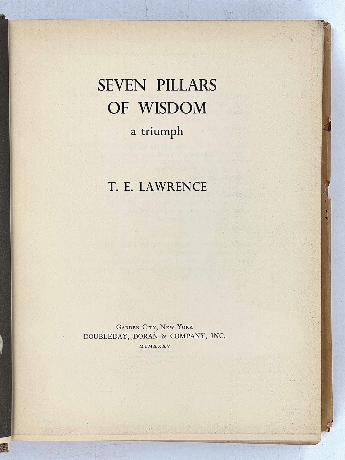 1935 T. E. LAWRENCE. Seven Pillars of Wisdom. First Circulated Edition. 1st Ed