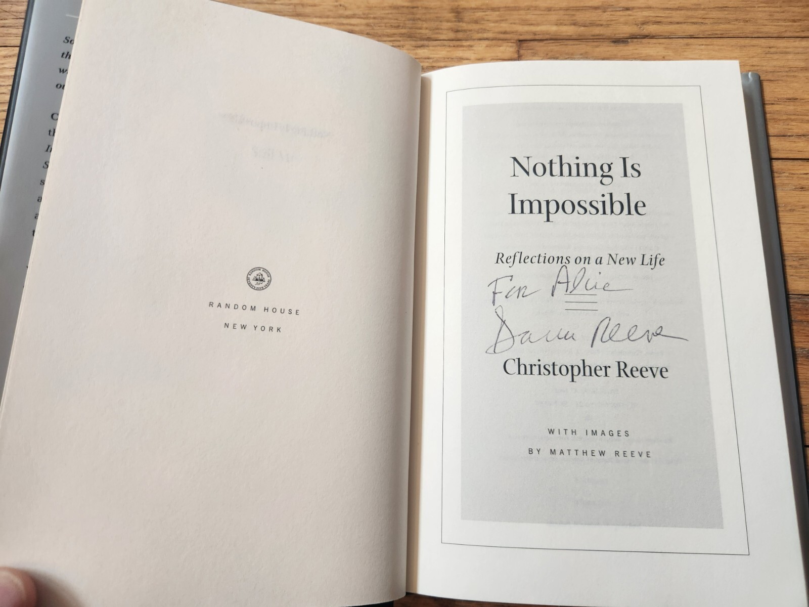 Dana Reeve SIGNED Christopher Reeve Nothing Is Impossible First Edition COA