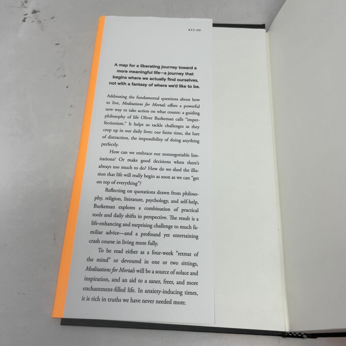 Meditations for Mortals by Oliver Burkeman HC First Edition Like New 2024