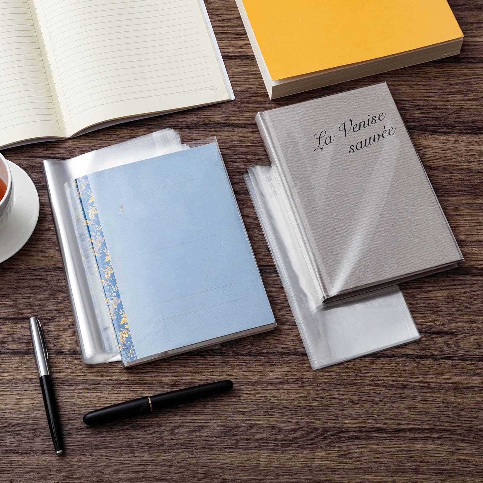 100 Pack Adjustable Clear Book Cover for Book with 9.25 x 15+8.5 x 15, Plastic
