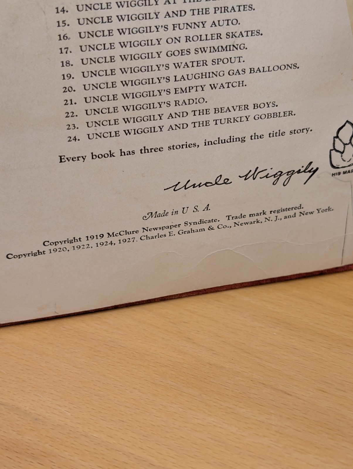 Antique UNCLE WIGGILY’S STORY BOOK 1921 A. L. BURT COMPANY