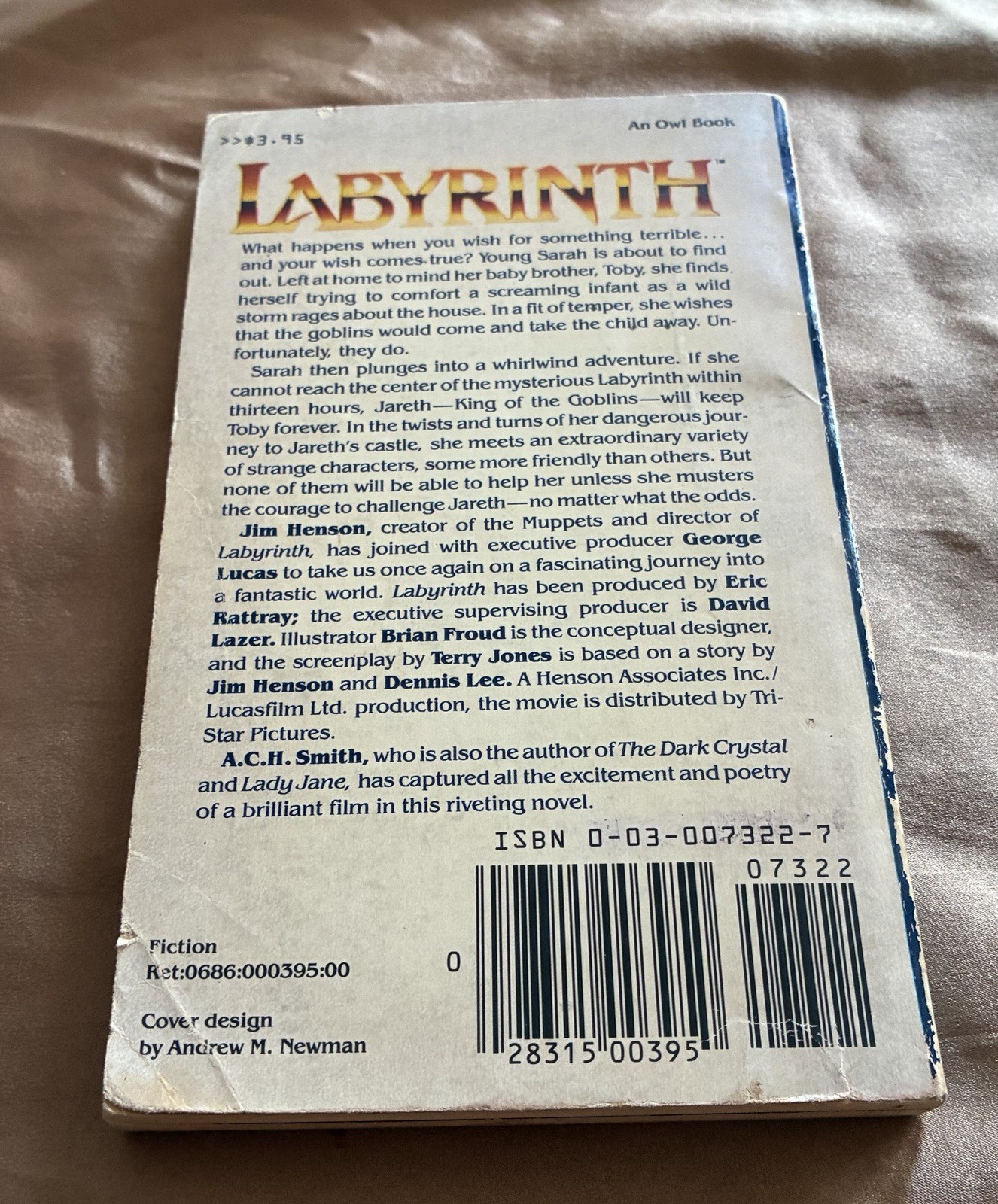 Labyrinth by ACH Smith 1st Edition Paperback Book Novel Based On Jim Henson Film