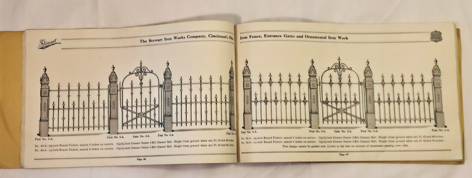 1917 Stewart Iron Works Catalog 50-A Fence Gates Ornamental Iron Cincinnati