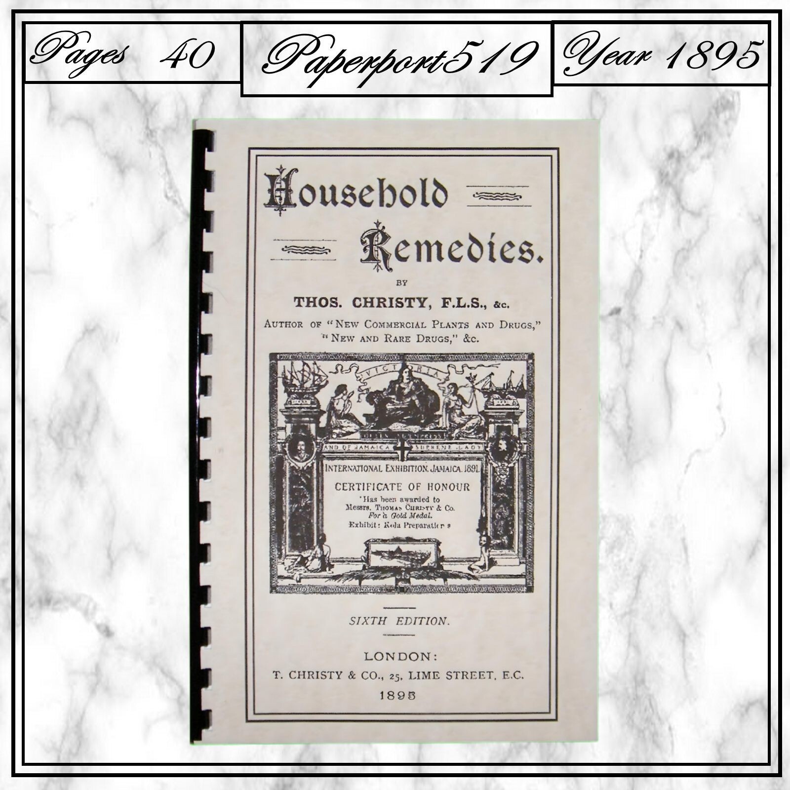 1895 Household Remedies 40 Pages