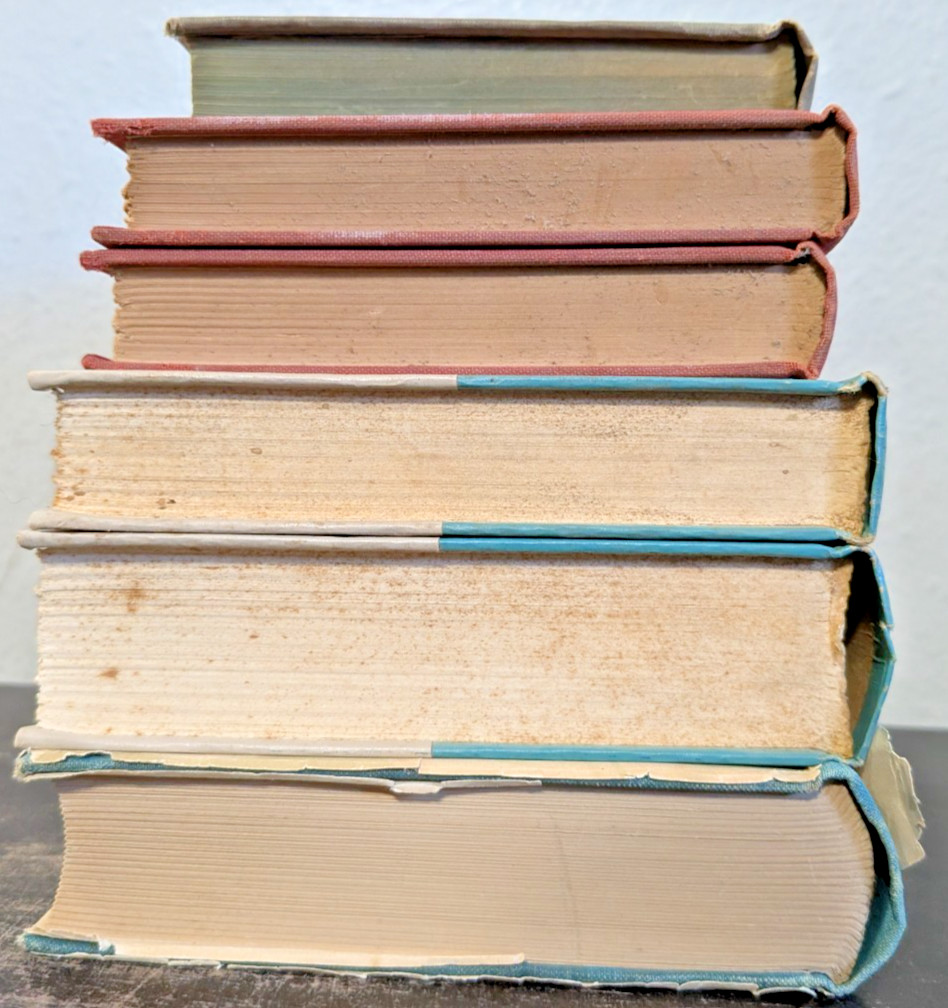 6 Book Lot Antique Vintage Hardcover Mid Century Shelf Home Decor Staging Set