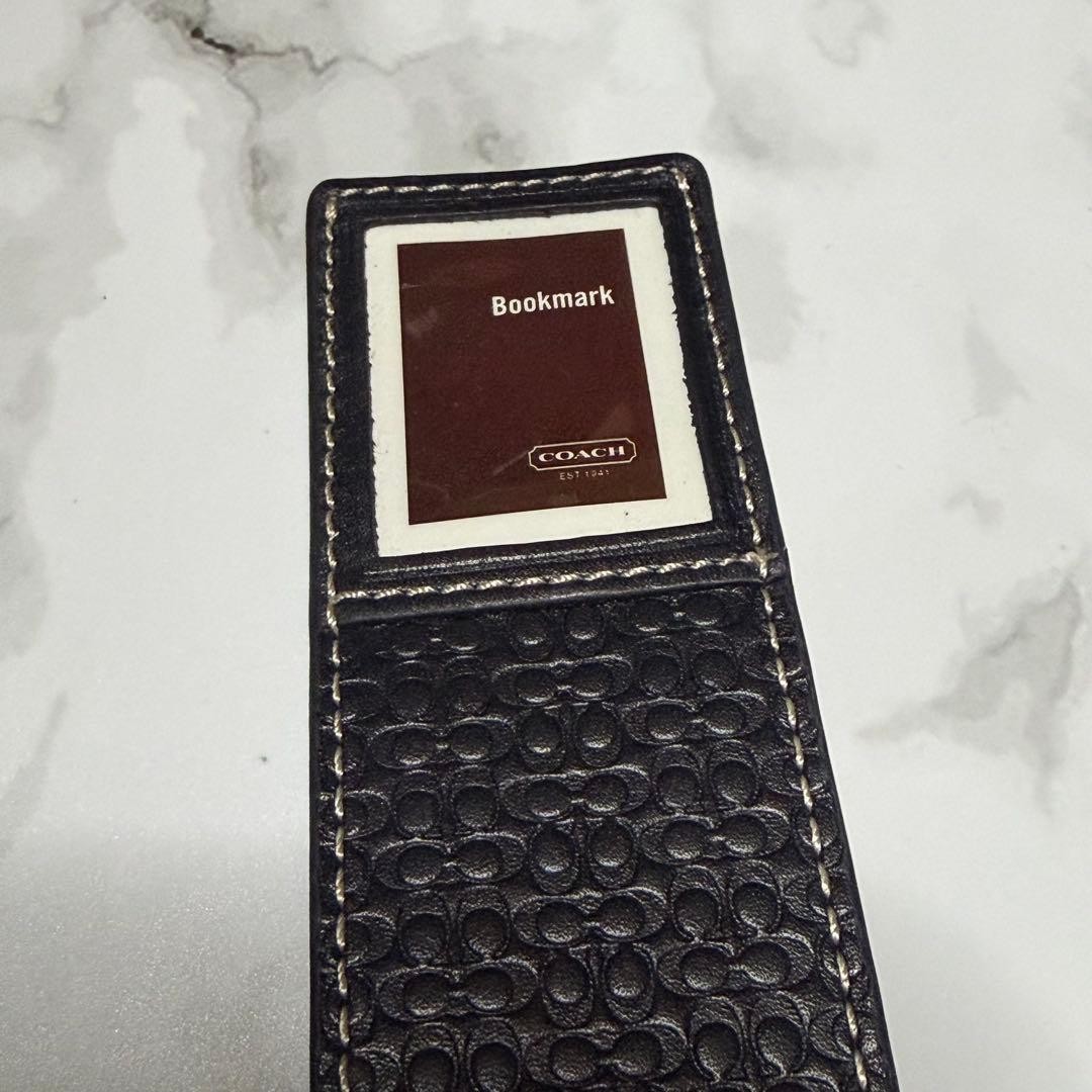 COACH Leather Bookmark Black Signature Pattern Un 7.1in x 1.5in