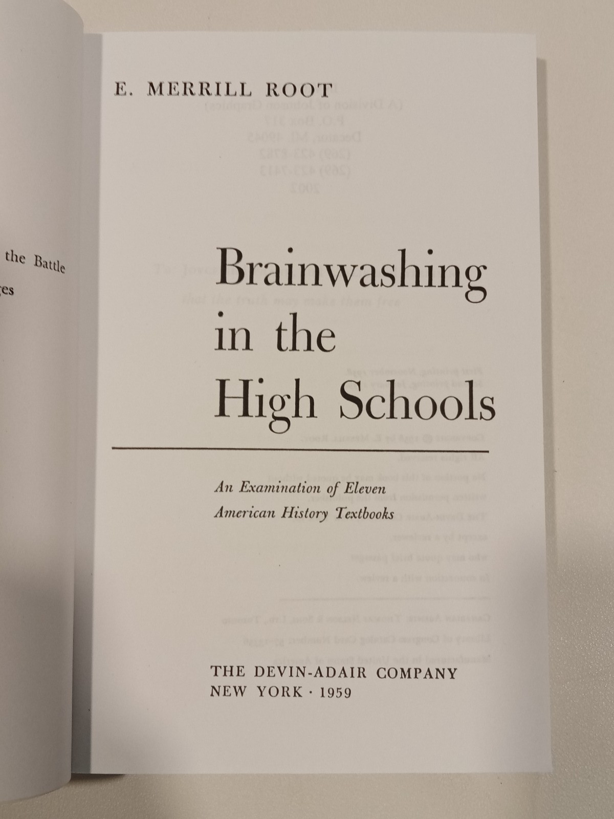 Brainwashing in the High Schools: Examining American History by Merrill Root PB