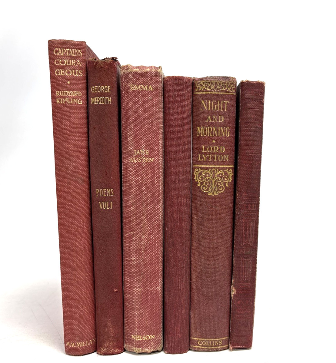 Small Old Red Books for Decoration. 10.5cm shelf space. Max. 17.5cm Tall