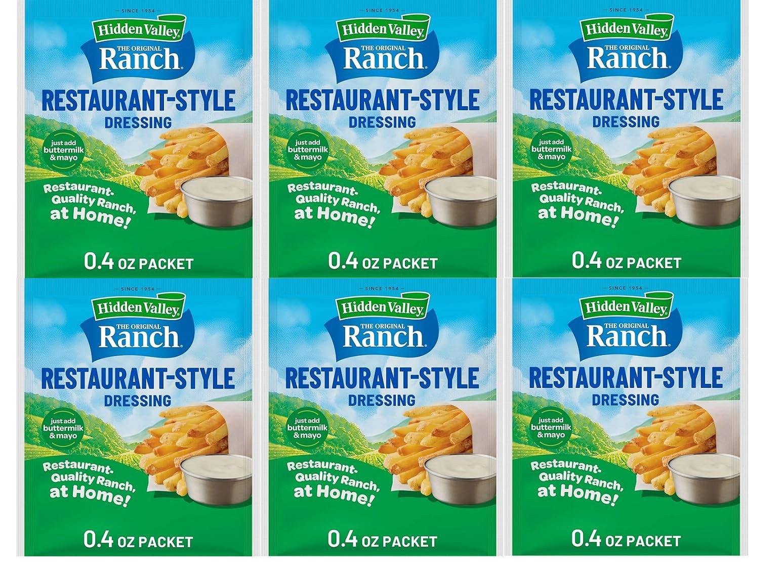 Hidden Valley Original Ranch Buttermilk Recipe 6 x 0.40 oz (2.4 total)