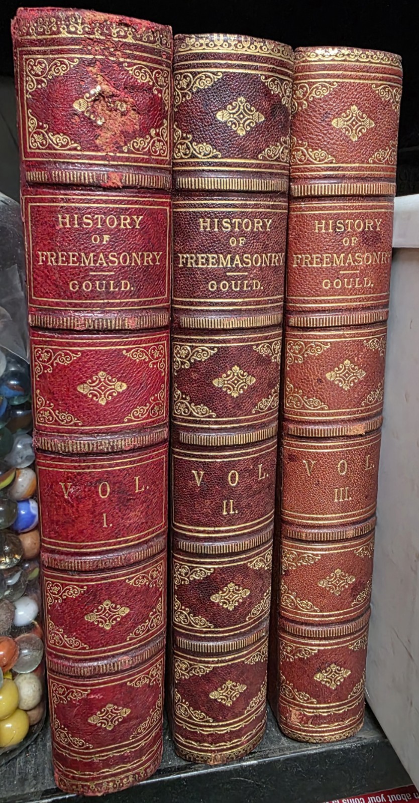1884, 1st, THE HISTORY OF FREEMASONRY, by ROBERT FREKE GOULD, 3 BOOK SET VOL 1-3