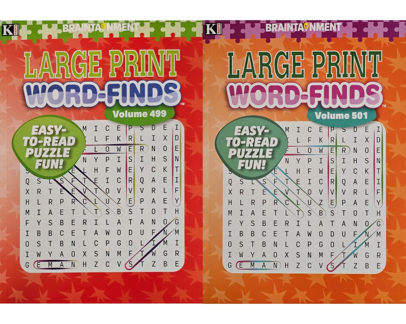 2 New Large Print Word-Finds Puzzle Books Kappa Games Vol #499,501 ~ Search,Hunt
