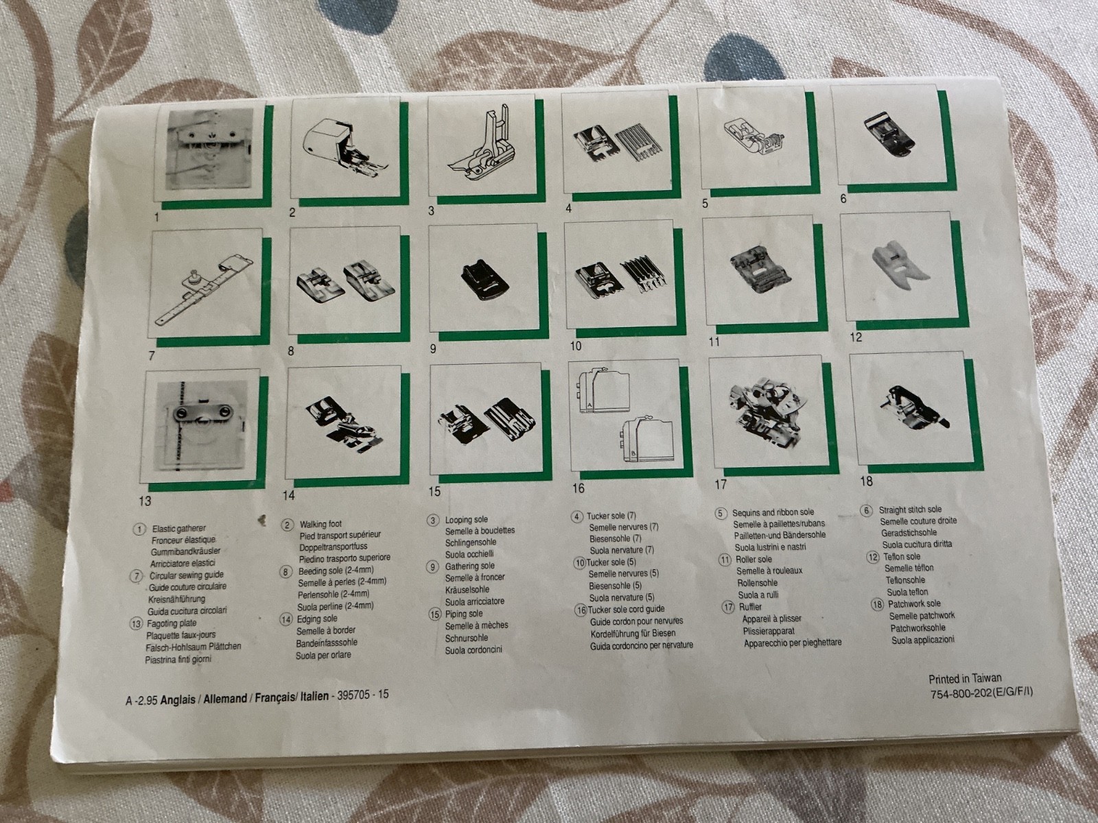 Paperback Manual for Elna Sewing Machines 3003, 3005, 3007, in 4 Languages