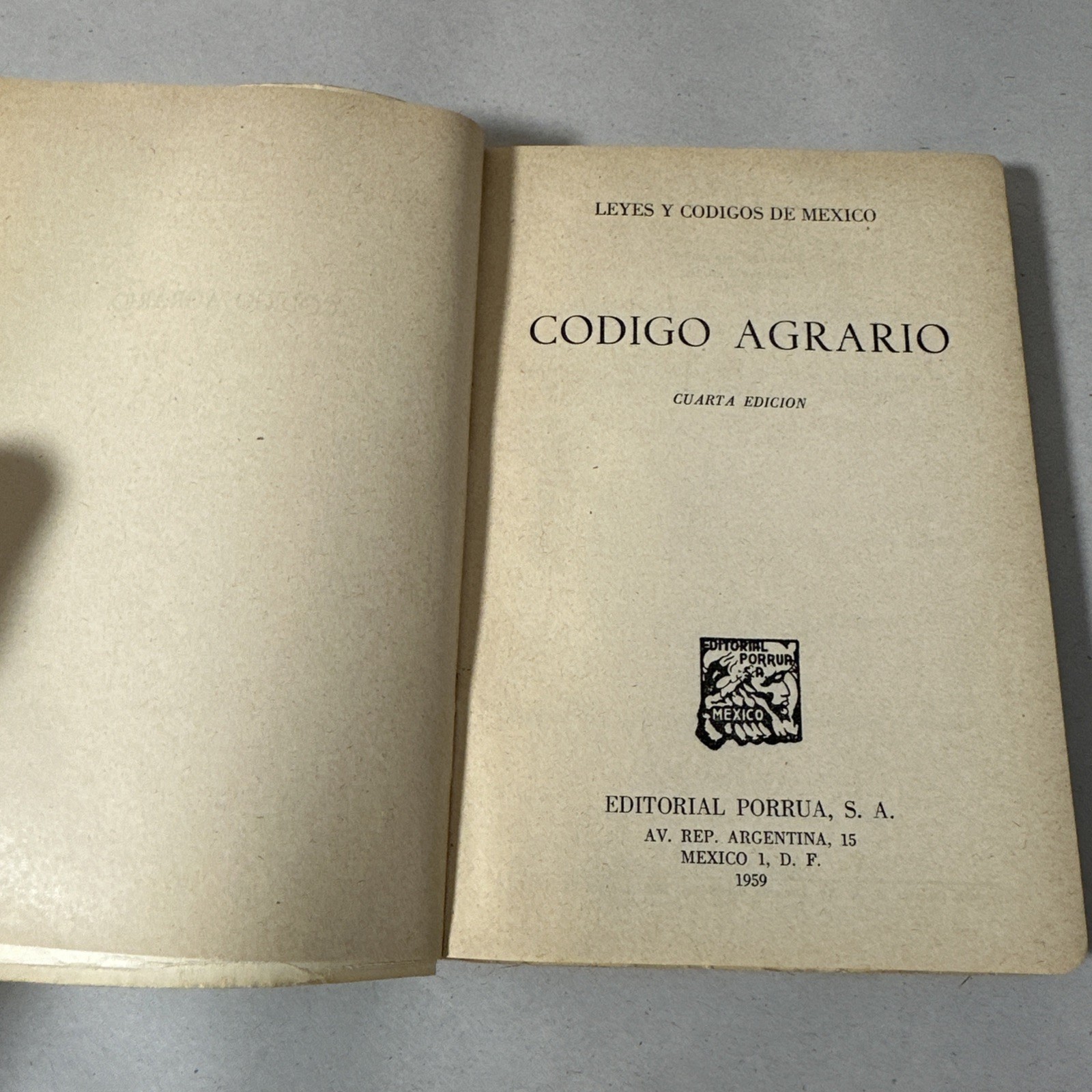 Codigo Agrario Leyes Y Codigos De Mexico 1959 Editorial Porrua Mexican Law Book