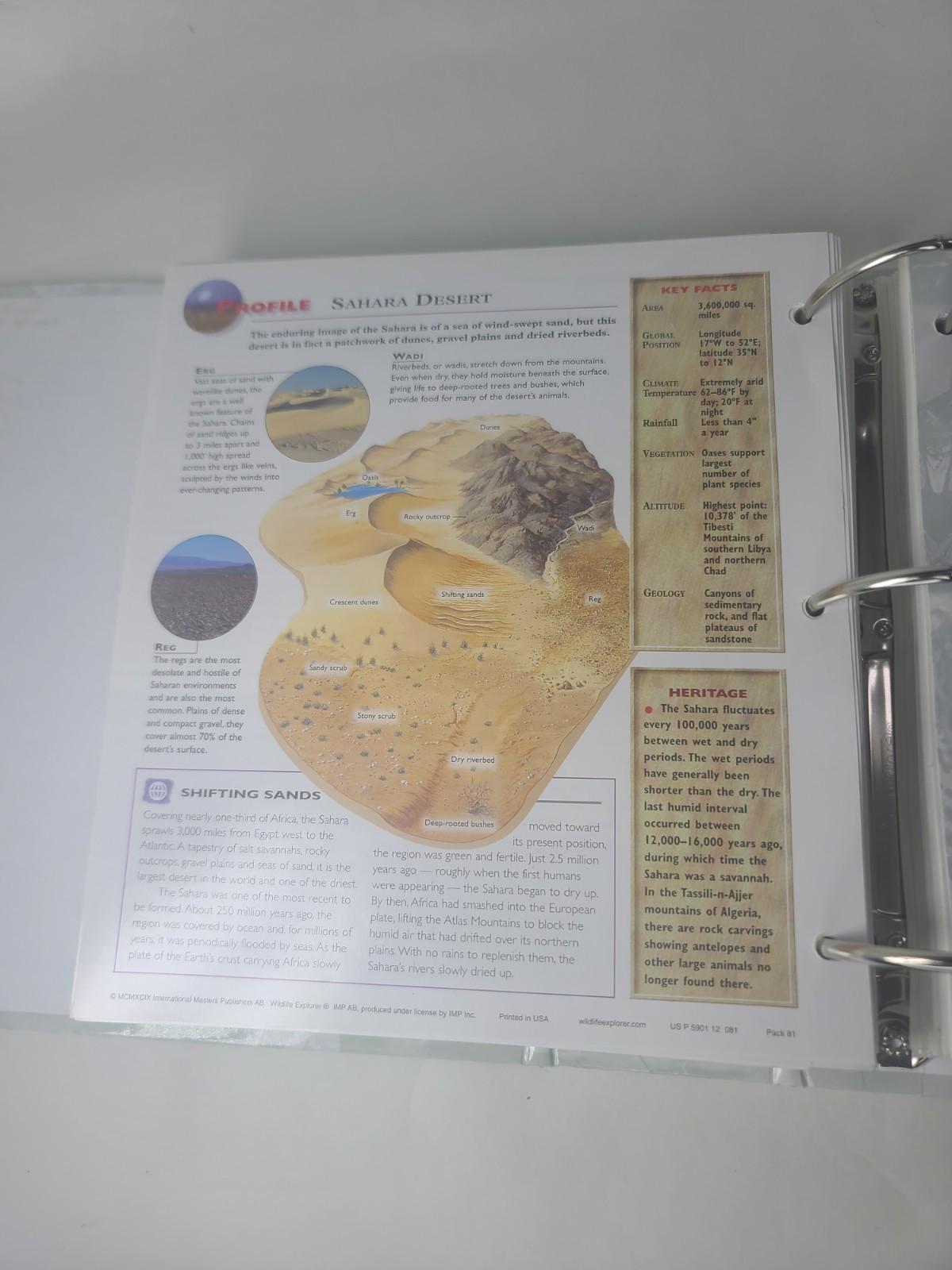 Wildlife Explorer Hard Binder 3 Groups over 254 BiFold Full Color Pages IMP Inc.