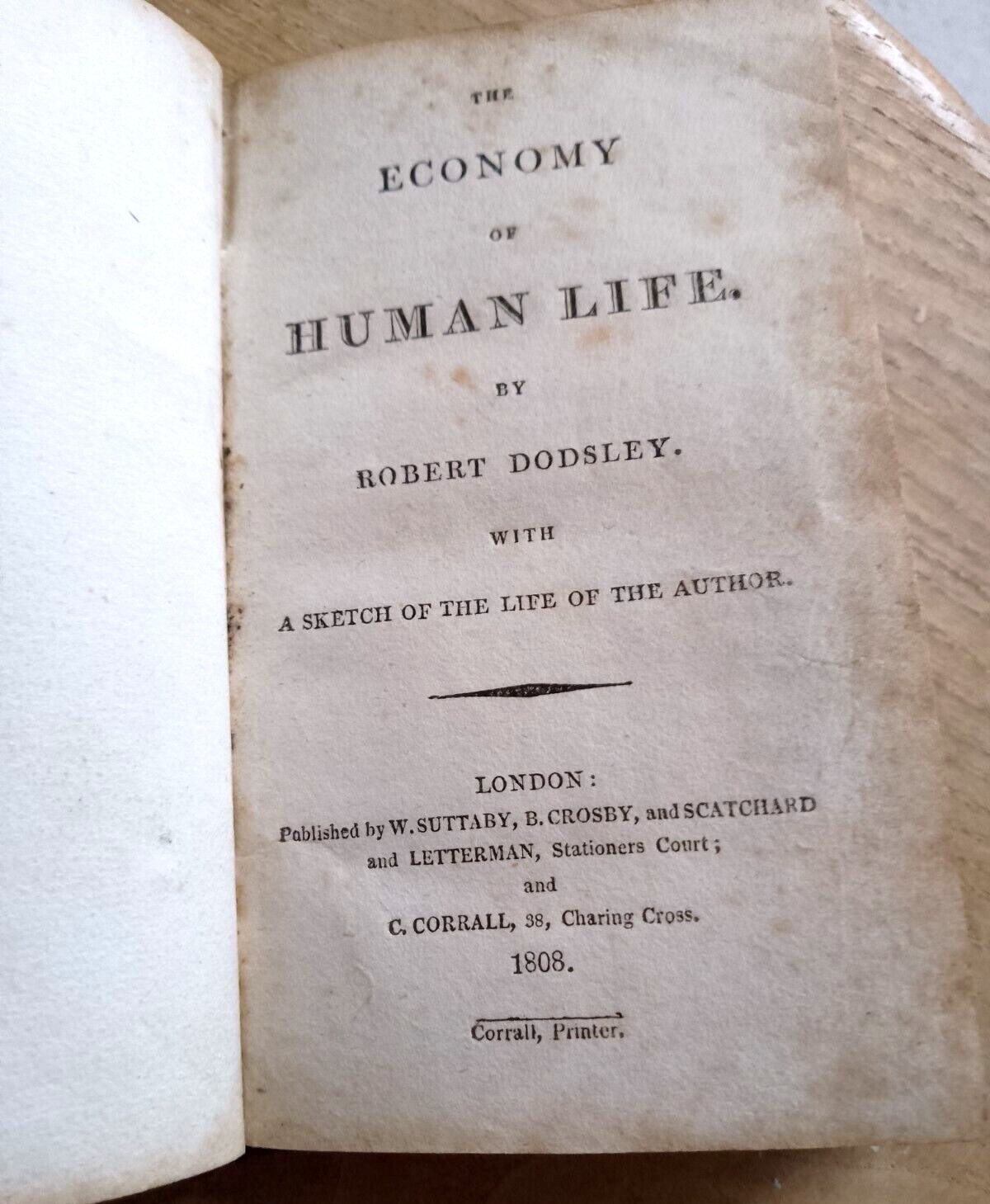 Antiquarian, miniature leather binding 12cm x 7cm The Economy of Human Life 1808