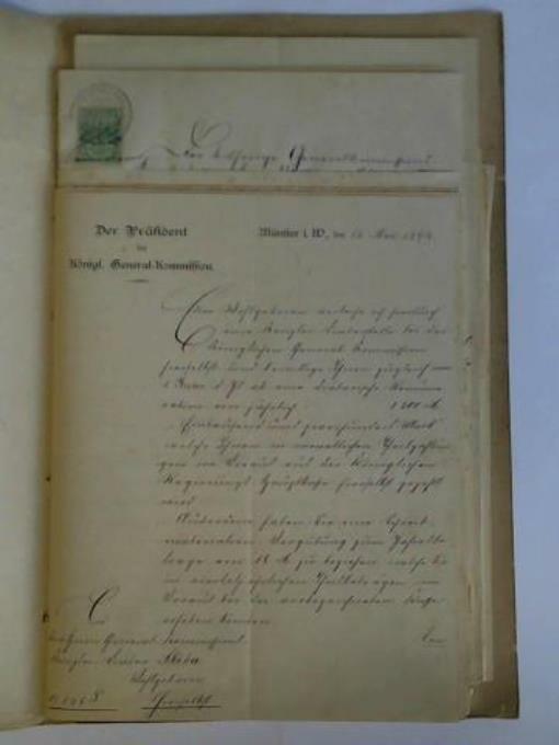Sammlung von ca. 40 Dokumente des Präsidenten der Köngl. General-Kommission an d