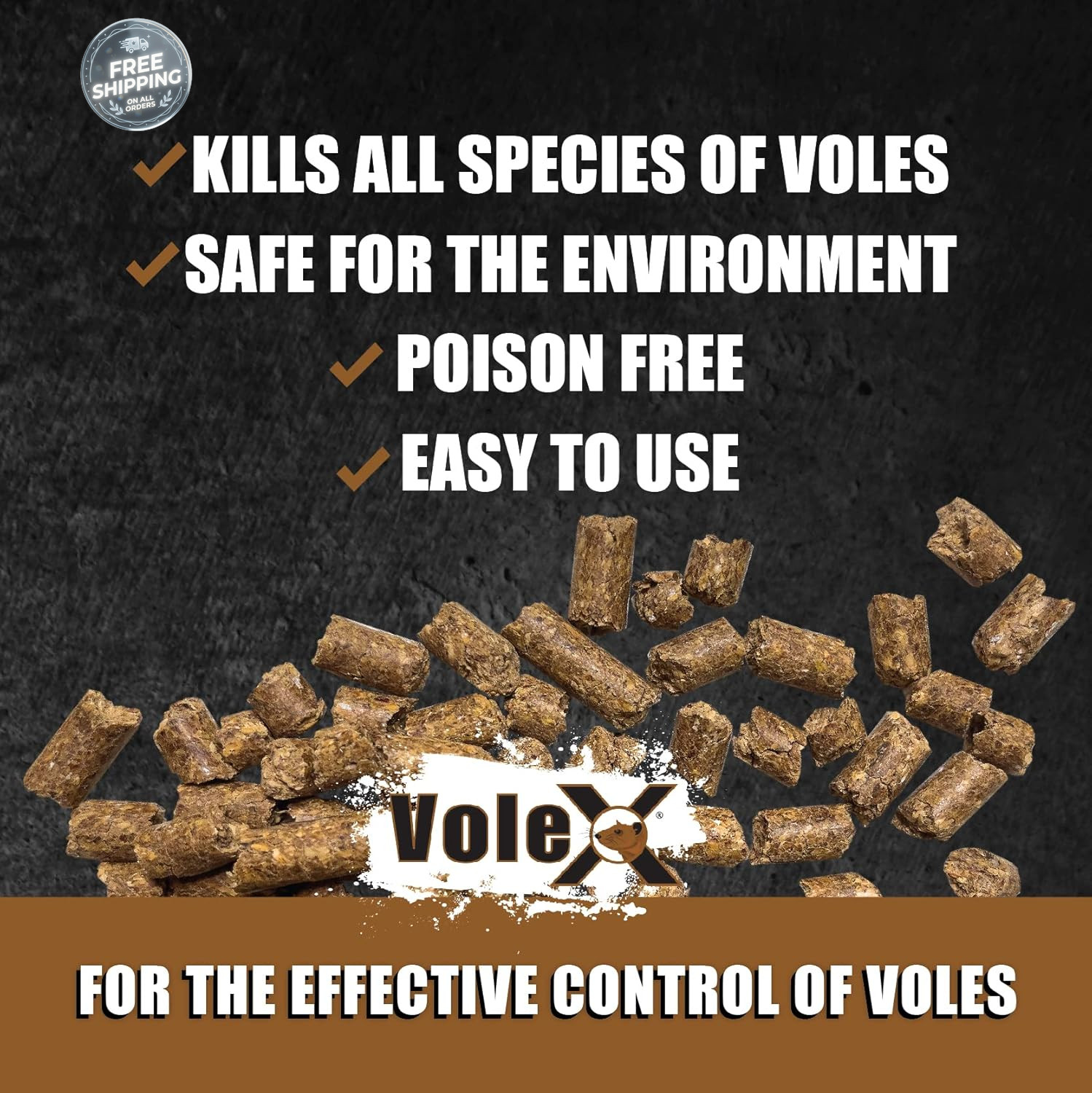 VoleX All Natural Non Toxic Vole Killer Pellets 8oz Safe for Crops Pets
