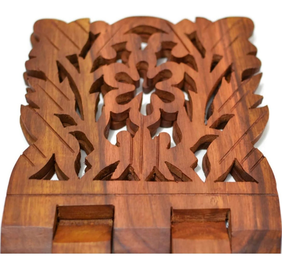 Holybook Holder Stand Unique Holidays Gift Rihal Rehal Rail Wooden Carved 15″x7″