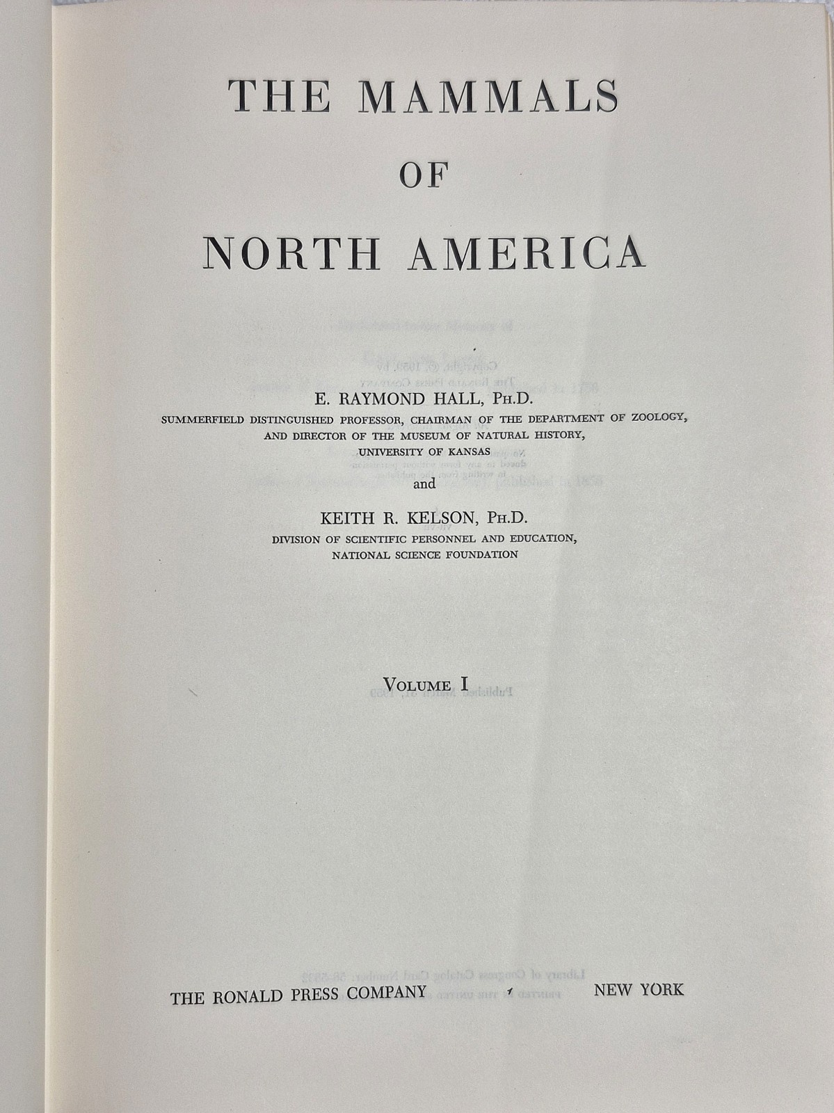 The Mammals of North America (Hall & Kelson • 2‑Volume Set)