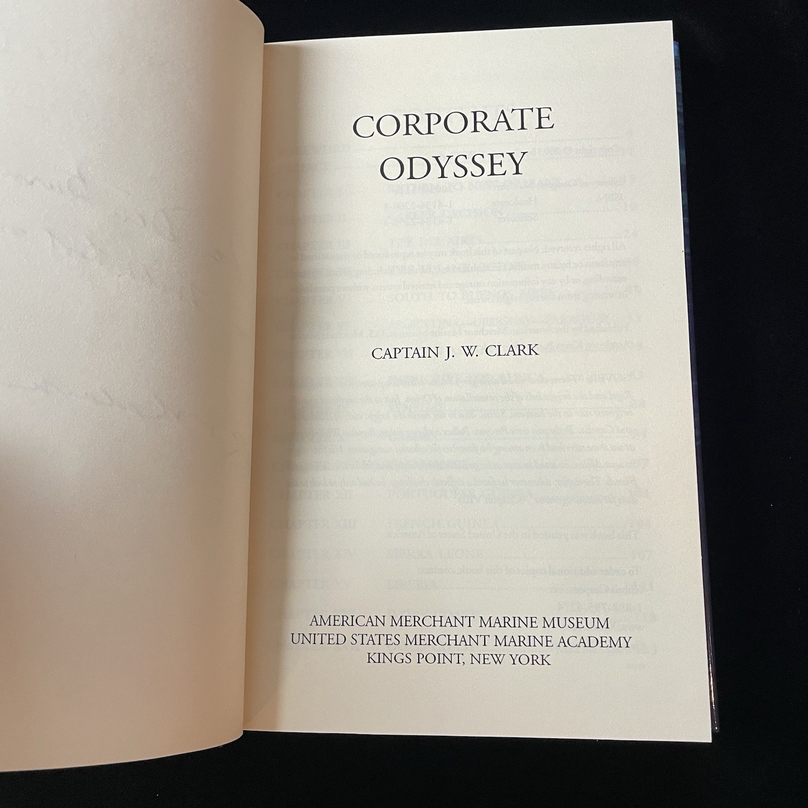 Corporate Odyssey Captain J W Clark Signed Hardcover Book Delta Steamship Lines