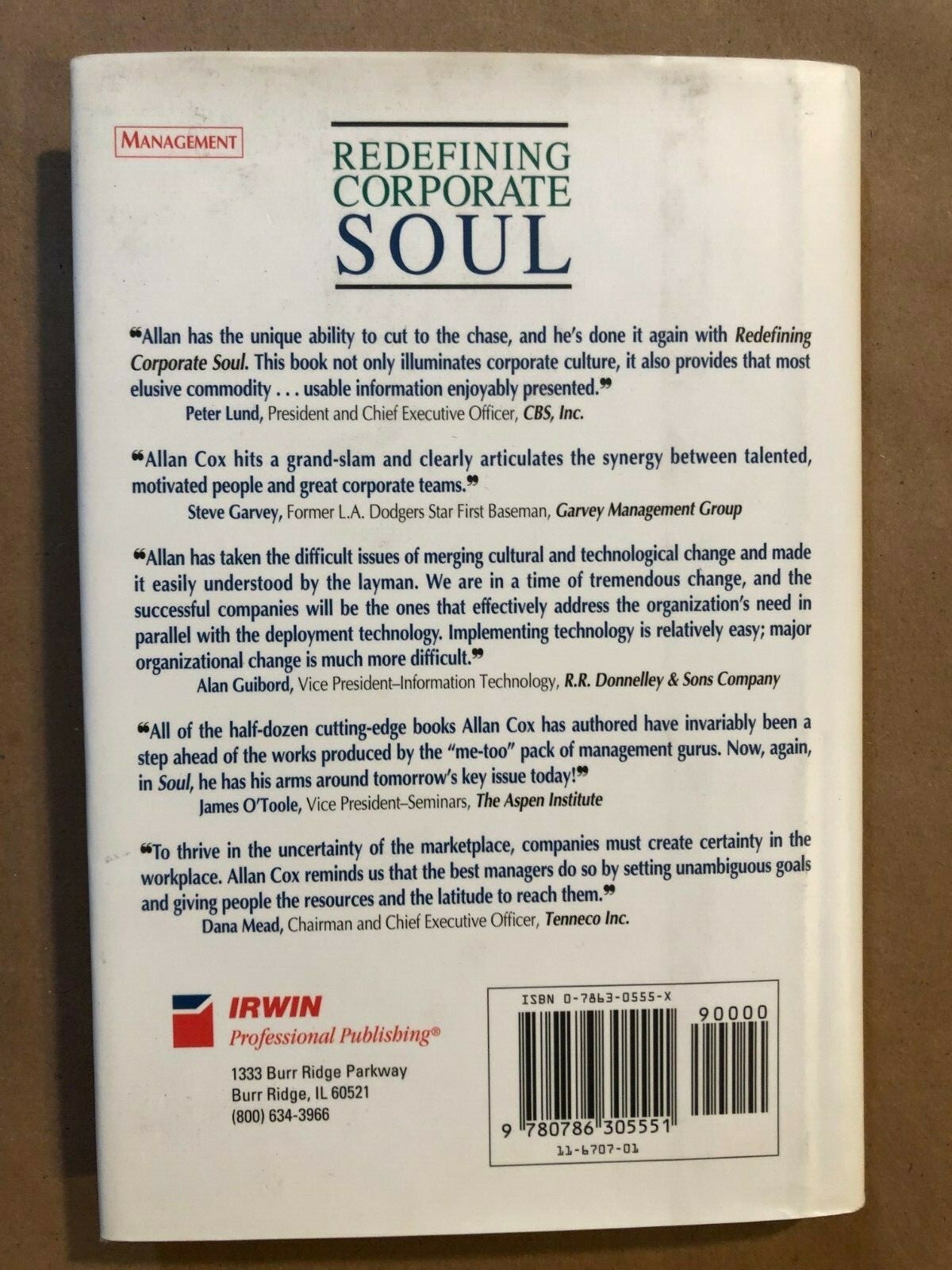REDEFINING CORPORATE SOUL: by Allan Cox – Hardcover with Dust Jacket – SIGNED