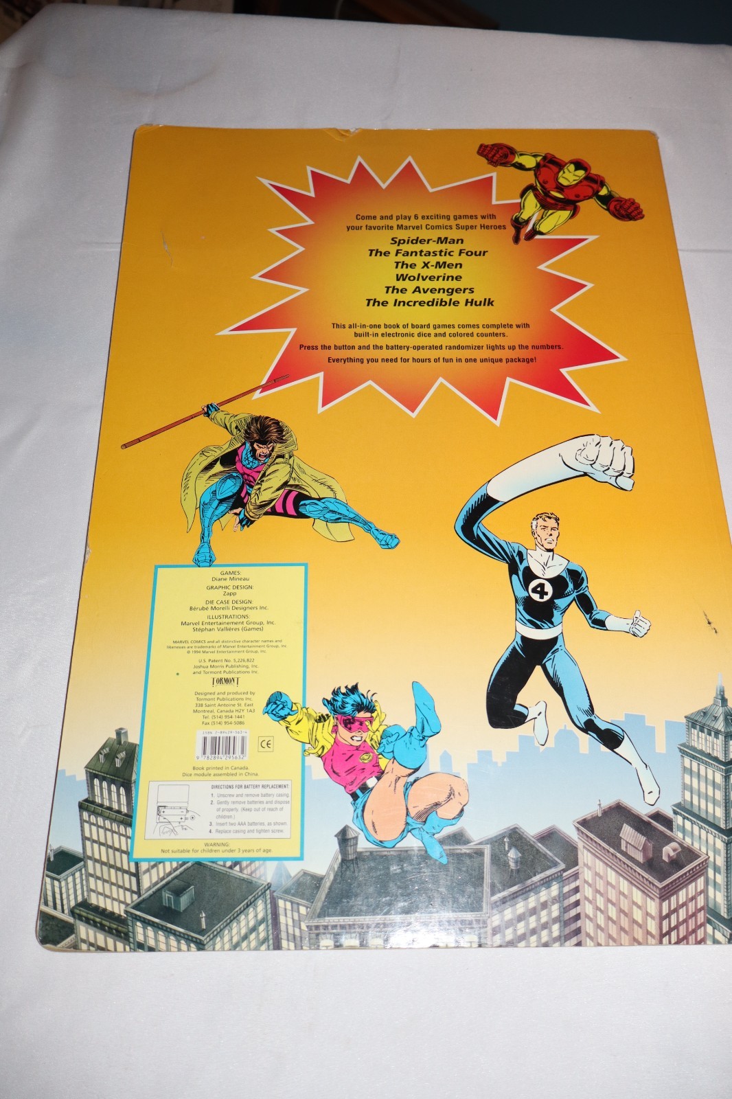 Marvel Comics Super Heroes Giant Game Board Book 1994 Tormont TESTED WORKS RARE