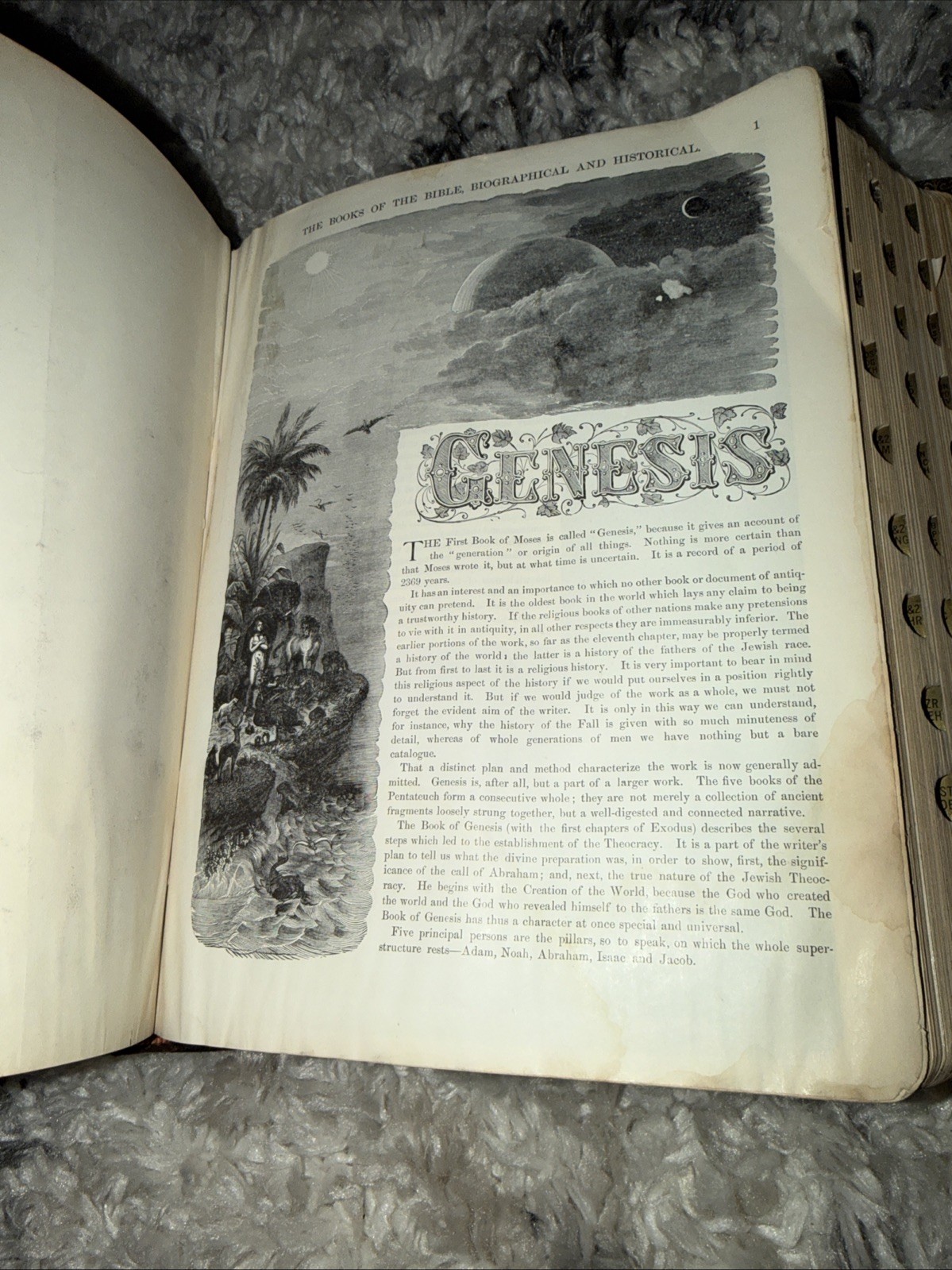 THE HOLY BIBLE, CONTAINING THE OLD AND NEW TESTAMENTS LEATHER BOUND INDEXED RARE