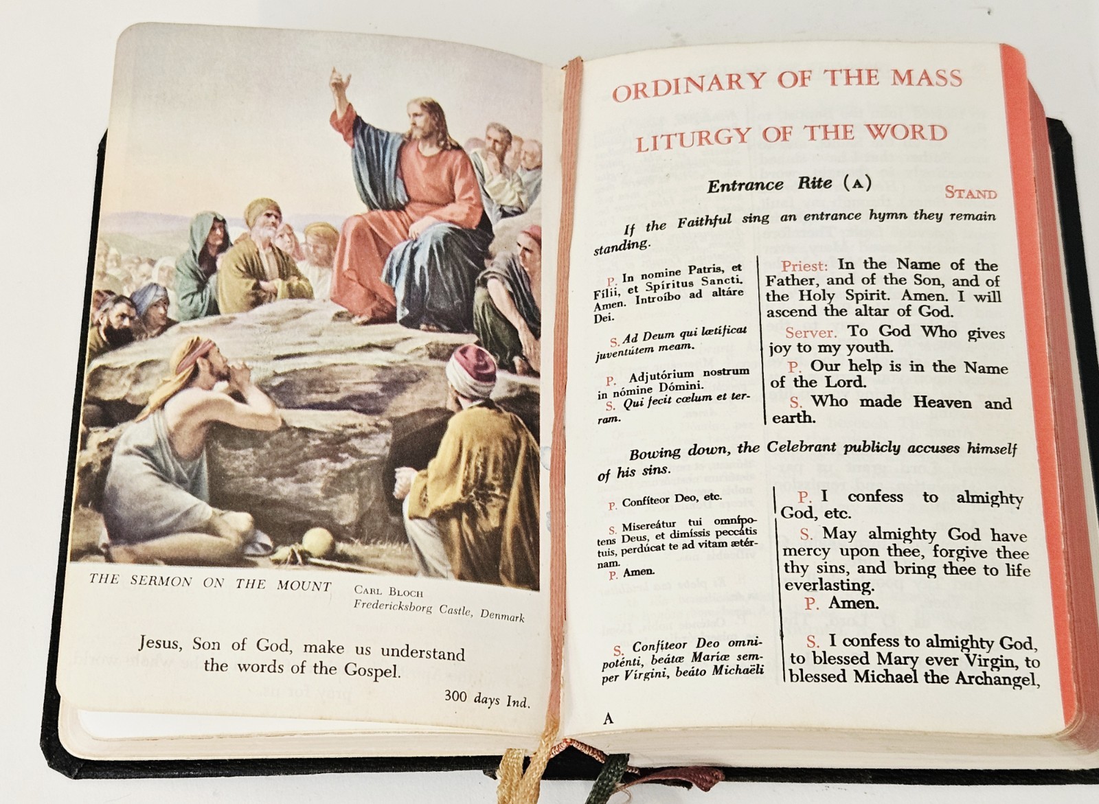1964 St Paul Daily Missal Hardcover Ribbon Bookmarks 4×6.5 In. 2 In. Thick.