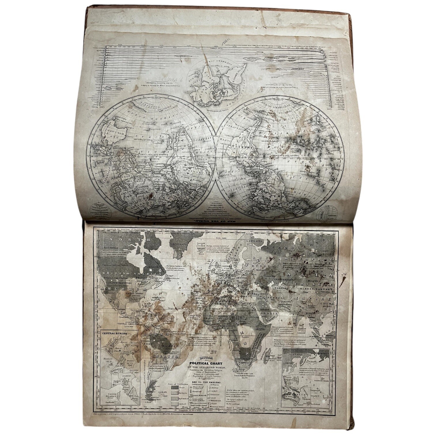 Antique Modern Atlas To Accompany Woodbridge Universal Geography 1840