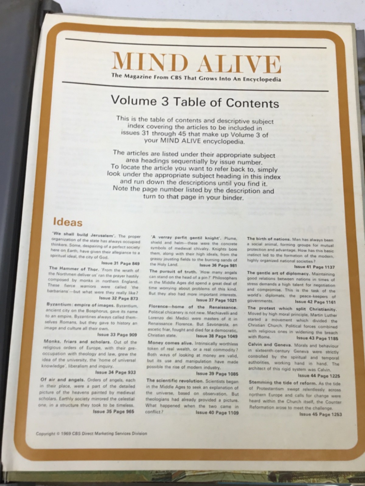 Mind Alive Encyclopedia Complete Set 8 Vol + Index. 1968-70 Binders