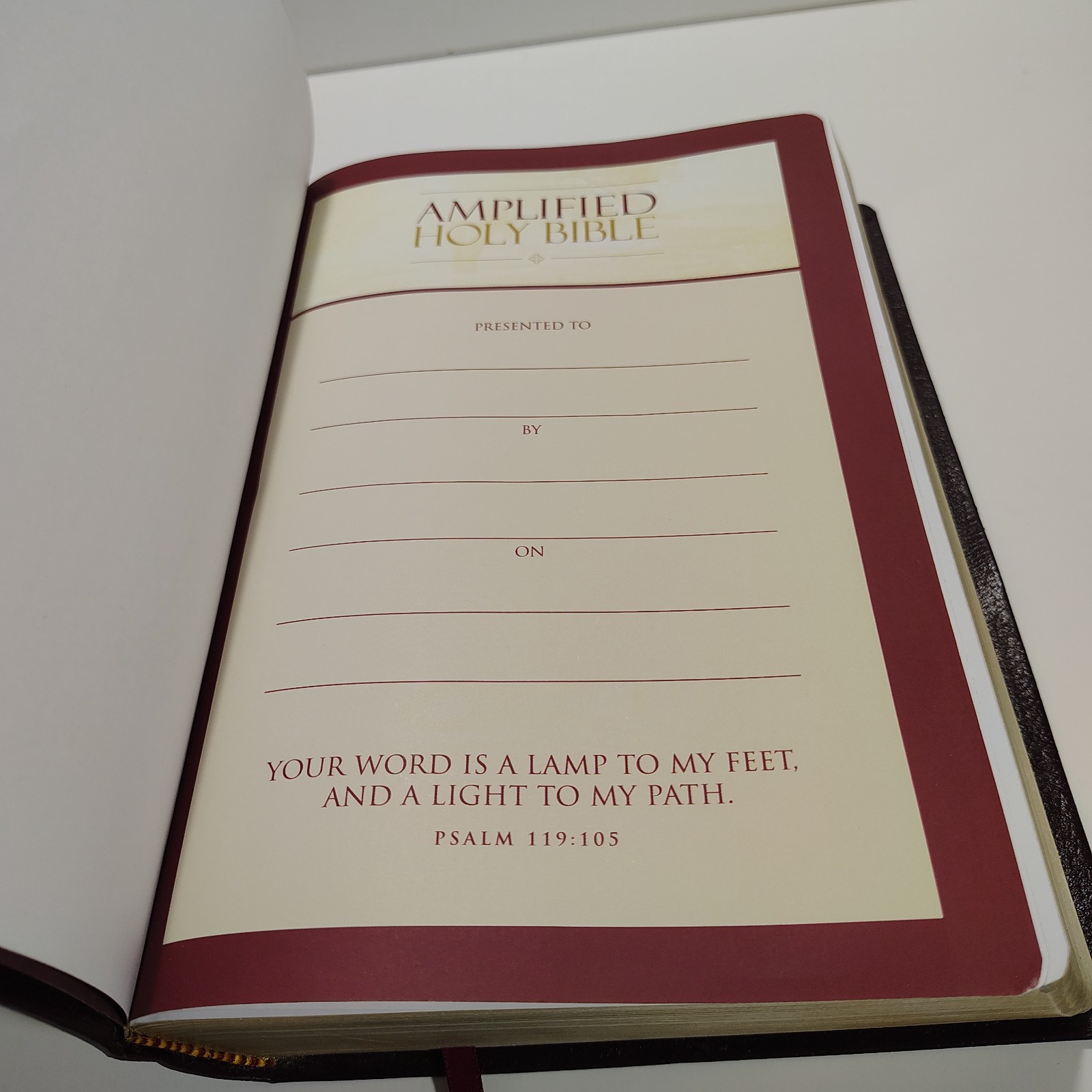 Amplified Holy Bible Large Print Brown Leather Zondervan Red Letter Ribbon…