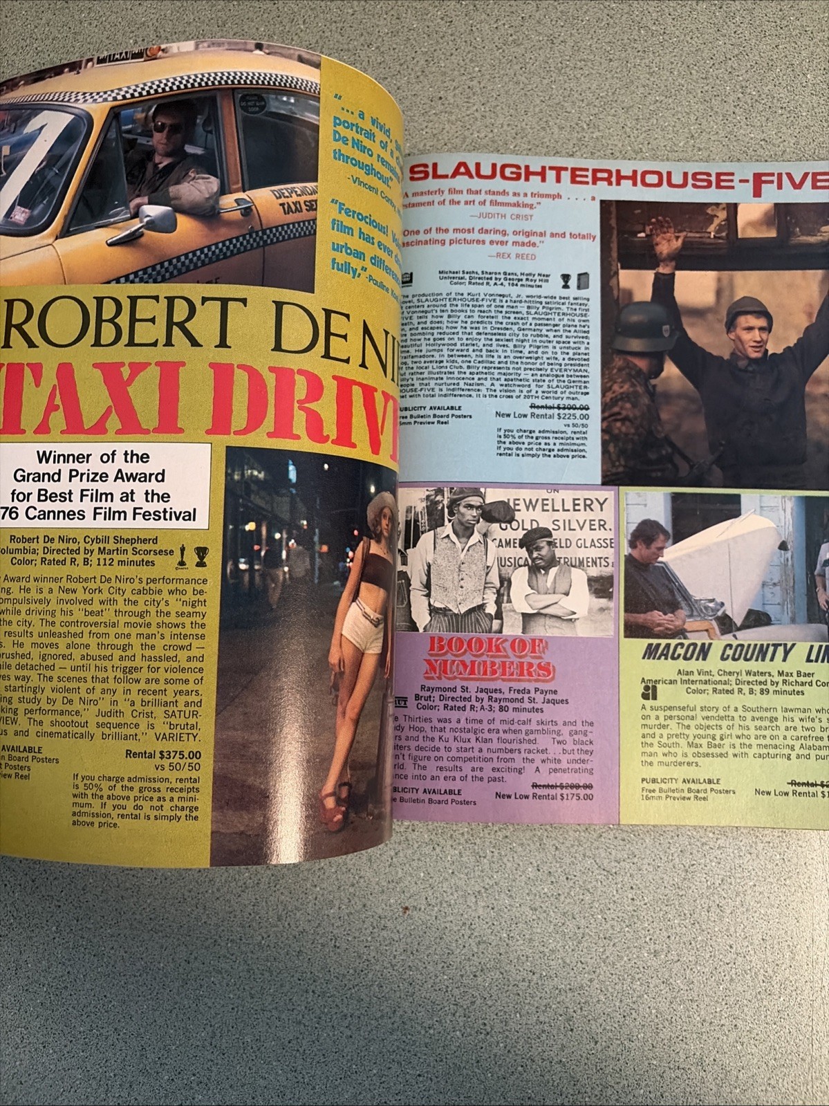 1978 MOVIES FROM SWANK Catalog 16mm Rentals Sting Clockwork Orange Taxi Driver