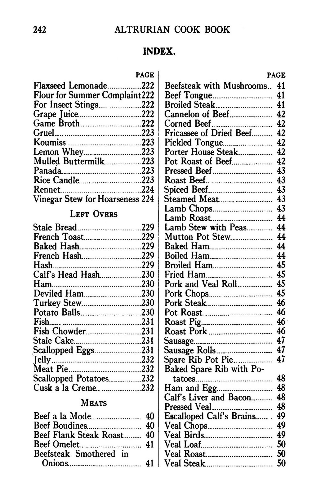 1910 The Altrurian Vintage Cook Book 243 Pages