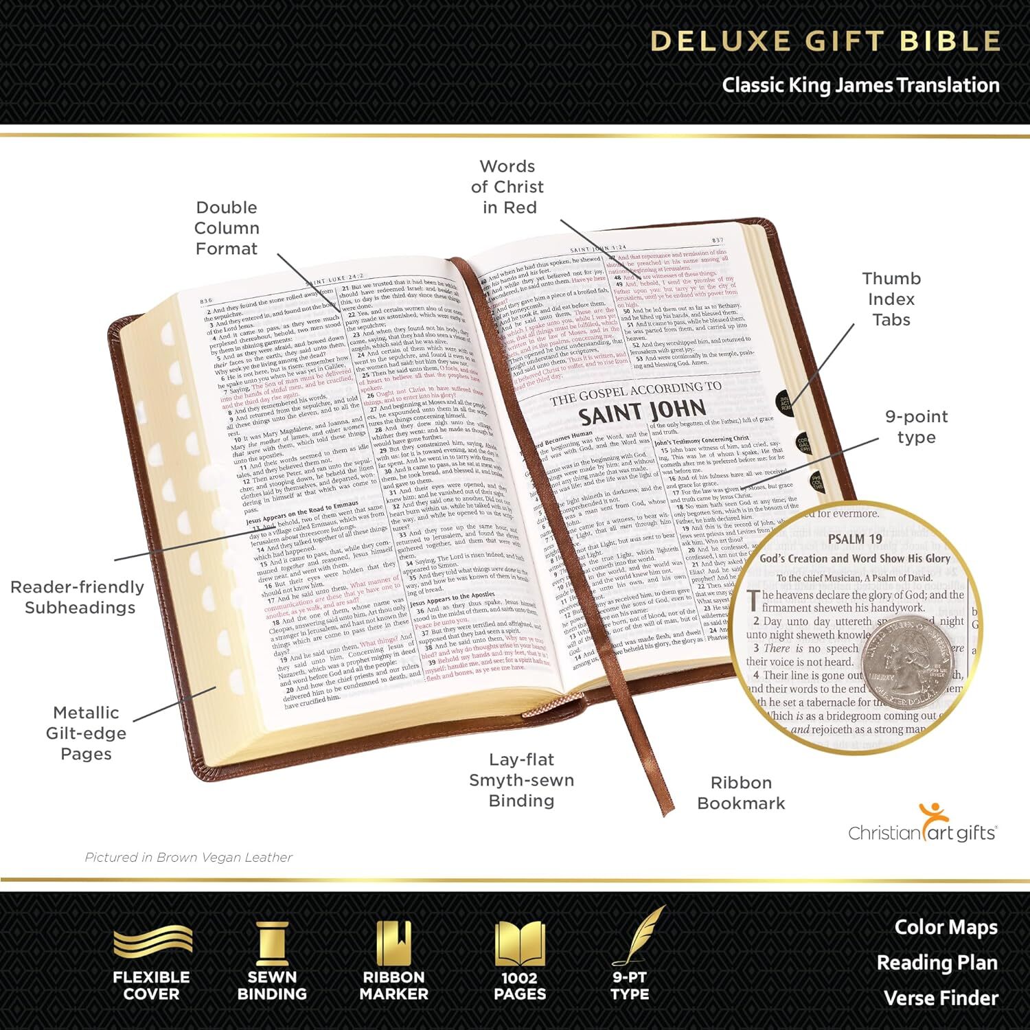 Medium Brown KJV Deluxe Bible with Thumb Index in Shrink Wrap King James Version