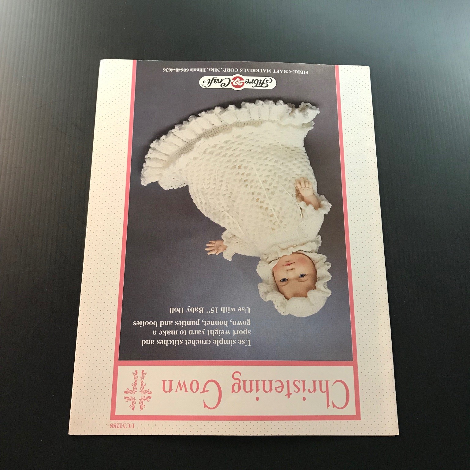 Christening Gown Fibre-Craft 1990 Crochet Pattern Baby Doll Outfit FCM288