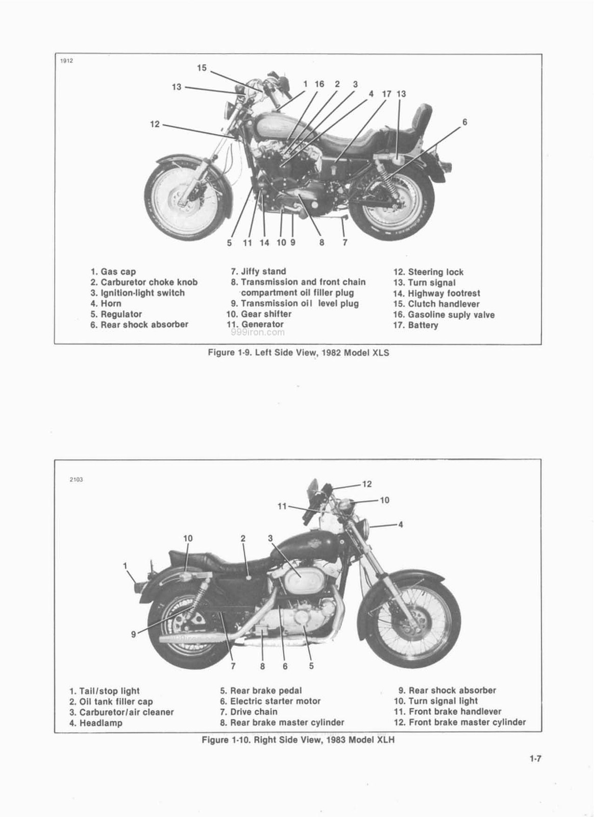 HARLEY-DAVIDSON XL XR Sportster 1000cc Service Manual 1979 To 1985, FOLDOUTS