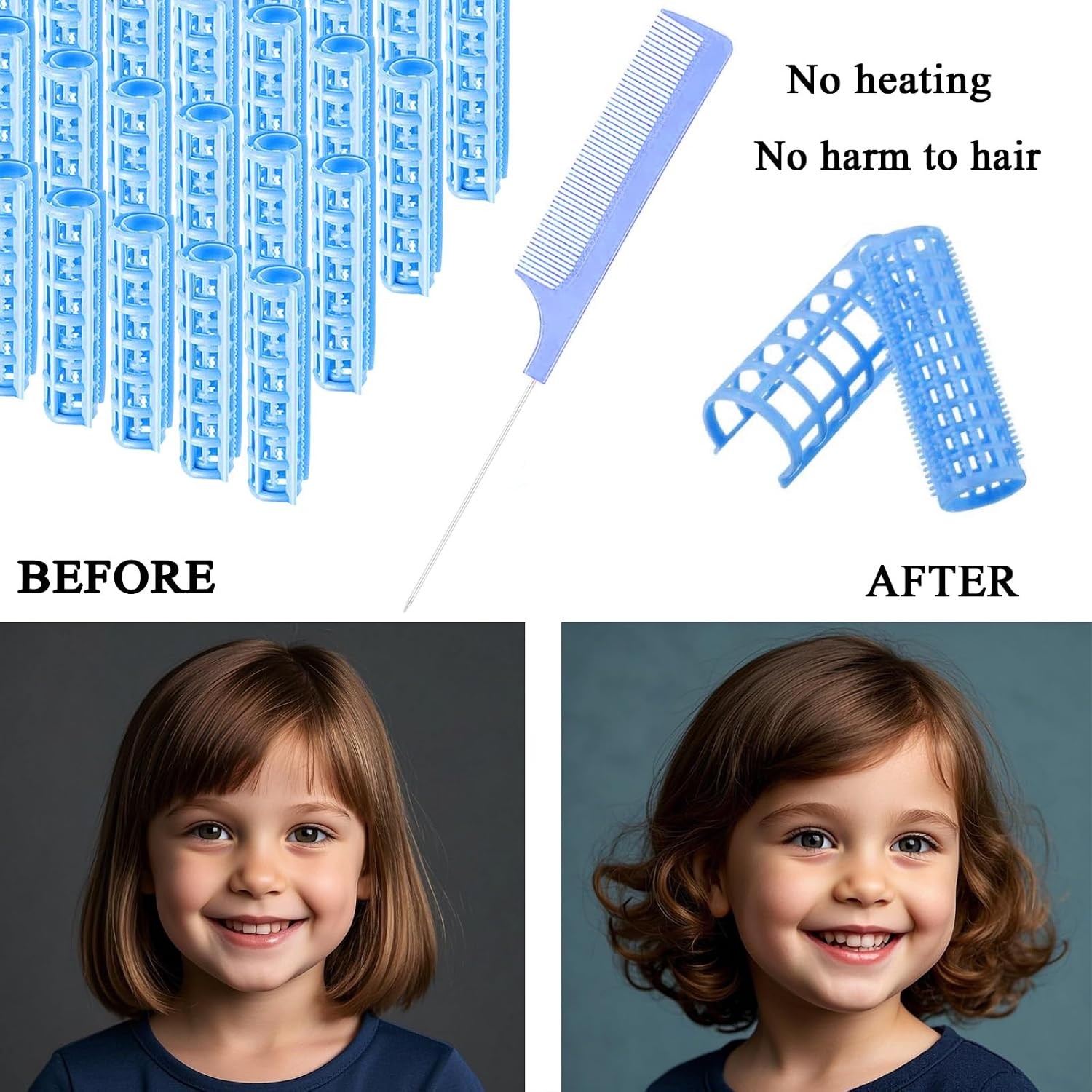 28PCS Small Plastic Hair Curlers Rollers Set, 0.6In/1.5cm Snap on Rollers Self