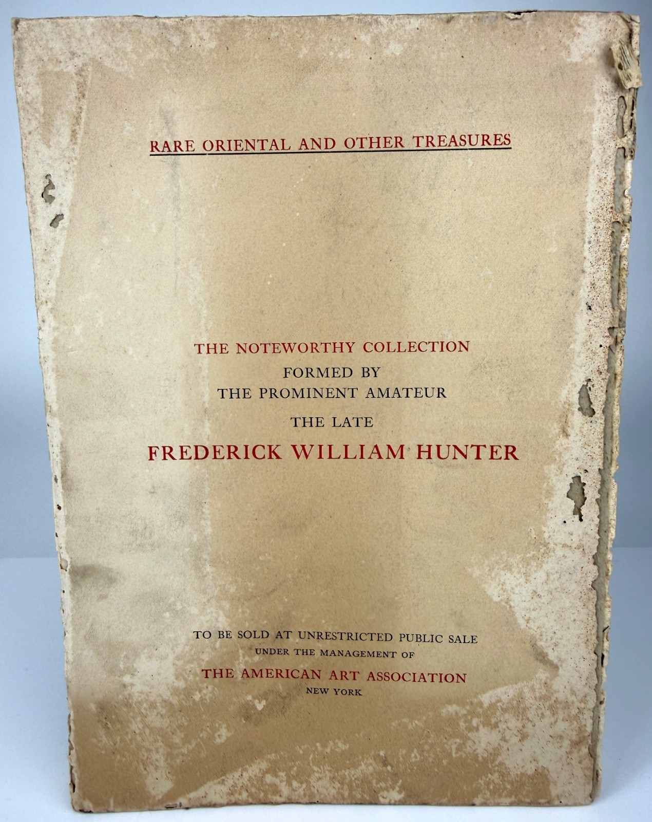 1920 American Art Auction Catalogue Frederick W Hunter Oriental Asian Treasures