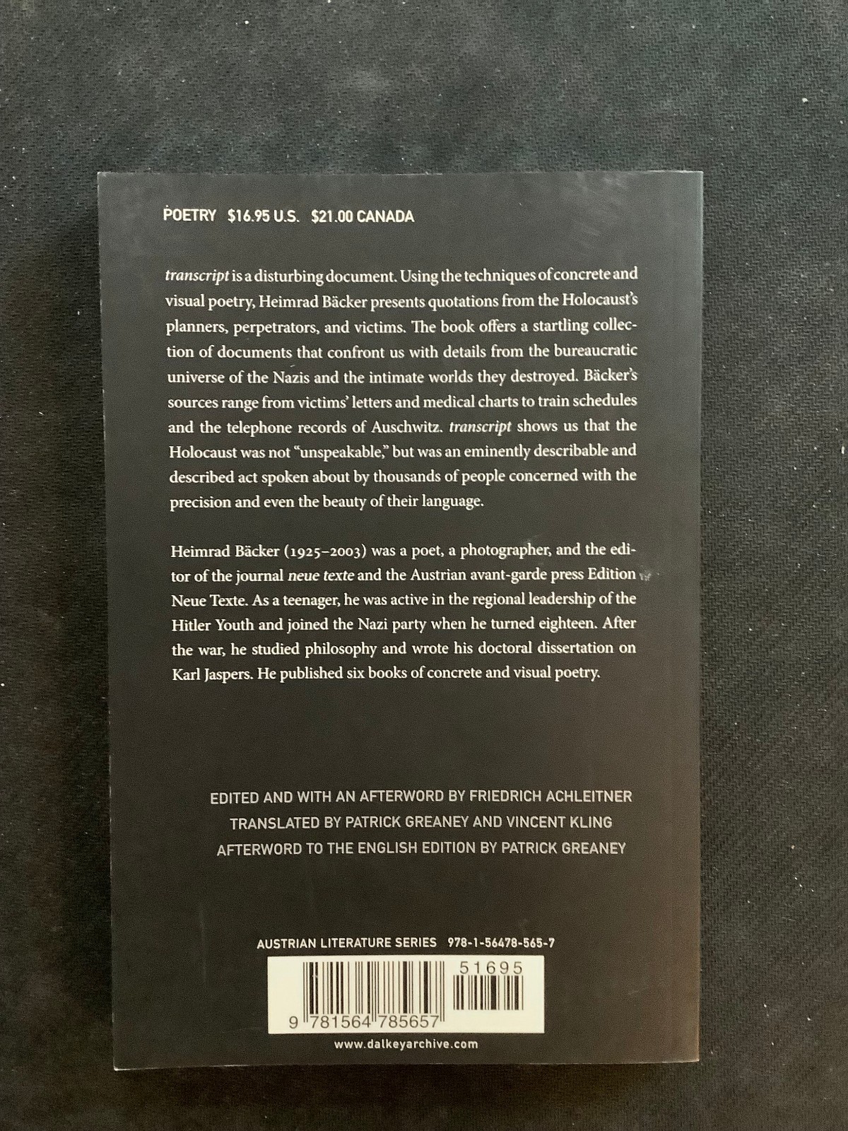 Heimrad Bäcker-Transcript