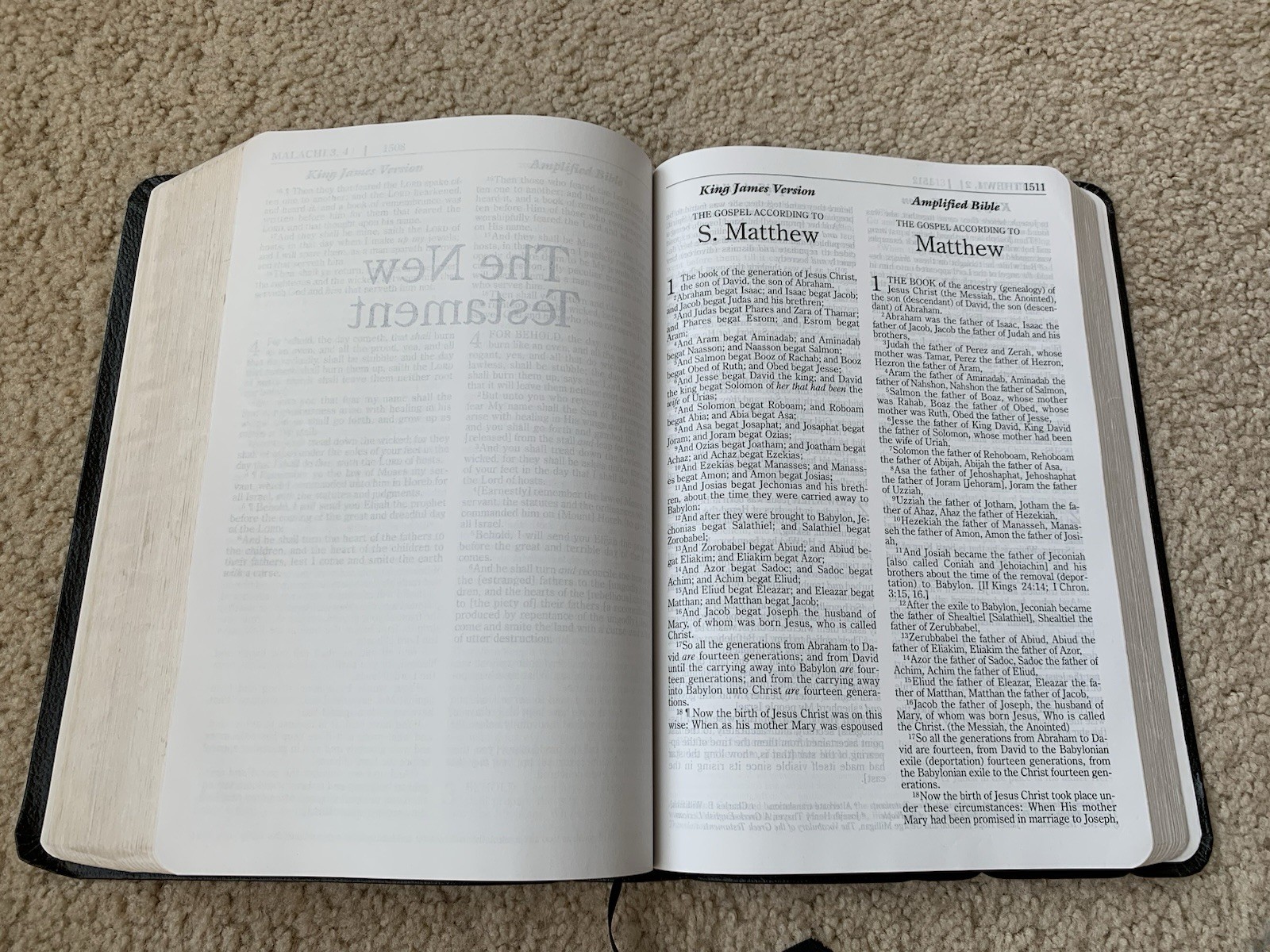 KJV and Amplified (AMPC) Side-by-Side Bible Large Print Bonded Leather Zondervan