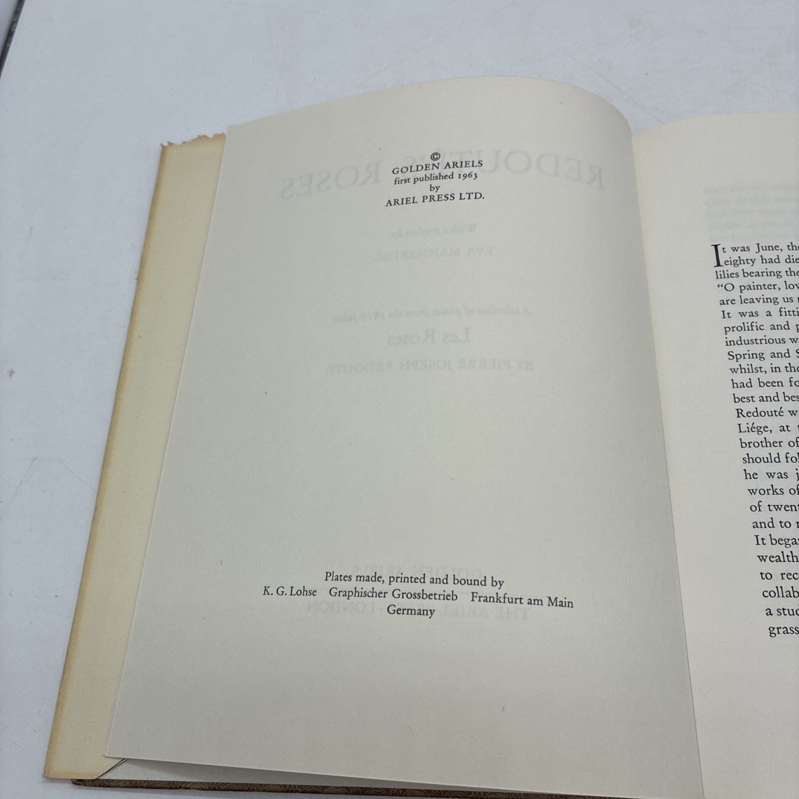 Roses by Pierre Joseph Redoute Golden Ariels First Published 1963 Dust Jacket